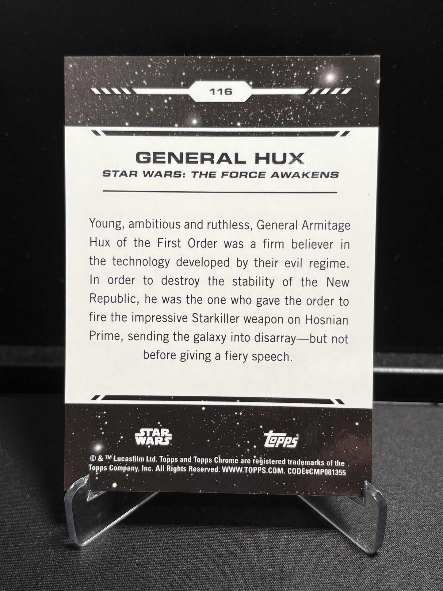 General Hux Topps Chrome Star Wars "Orange Refractor" /25 – The Force Awakens