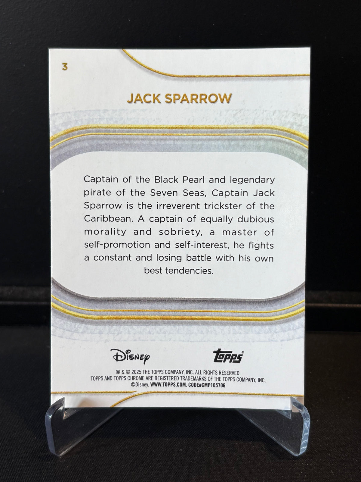 Topps Chrome Disney 2025 – Jack Sparrow #3 | Carte Base