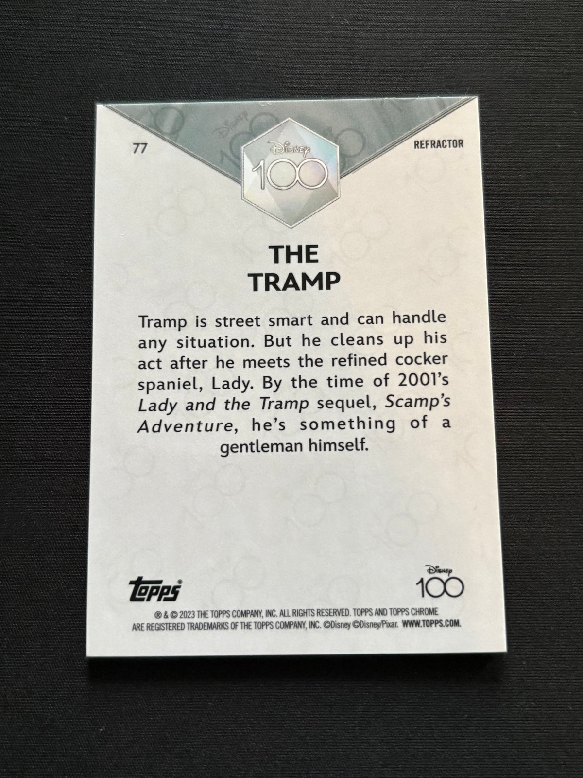 Topps Chrome Disney 100 2023 – The Tramp #77 | Refractor