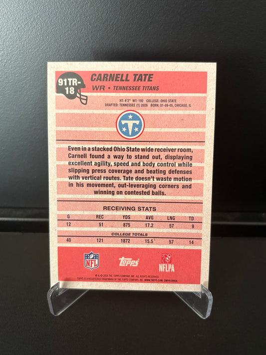 Topps NFL 2026 – Carnell Tate #91TR-18 | 35th Anniversary Rookie Card – Tennessee Titans