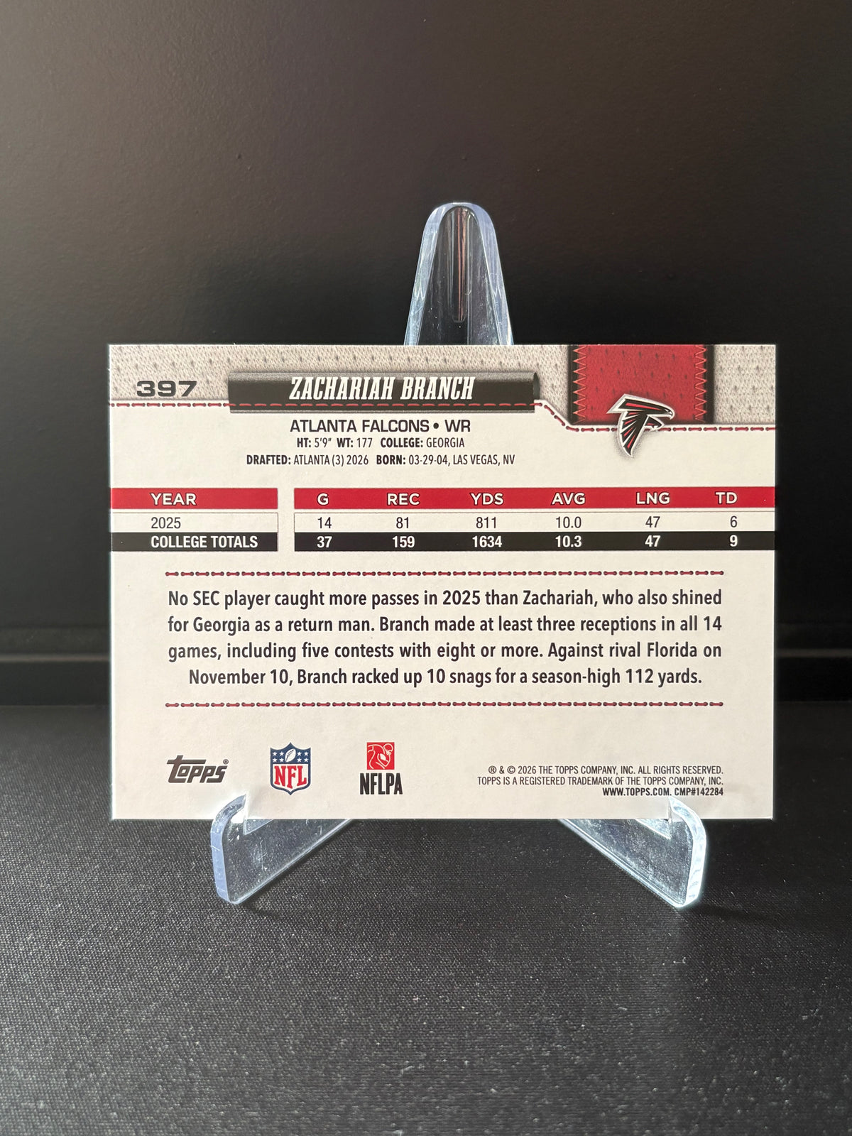 Topps Flagship NFL 2026 – Zachariah Branch #397 RC | Rainbow Foil