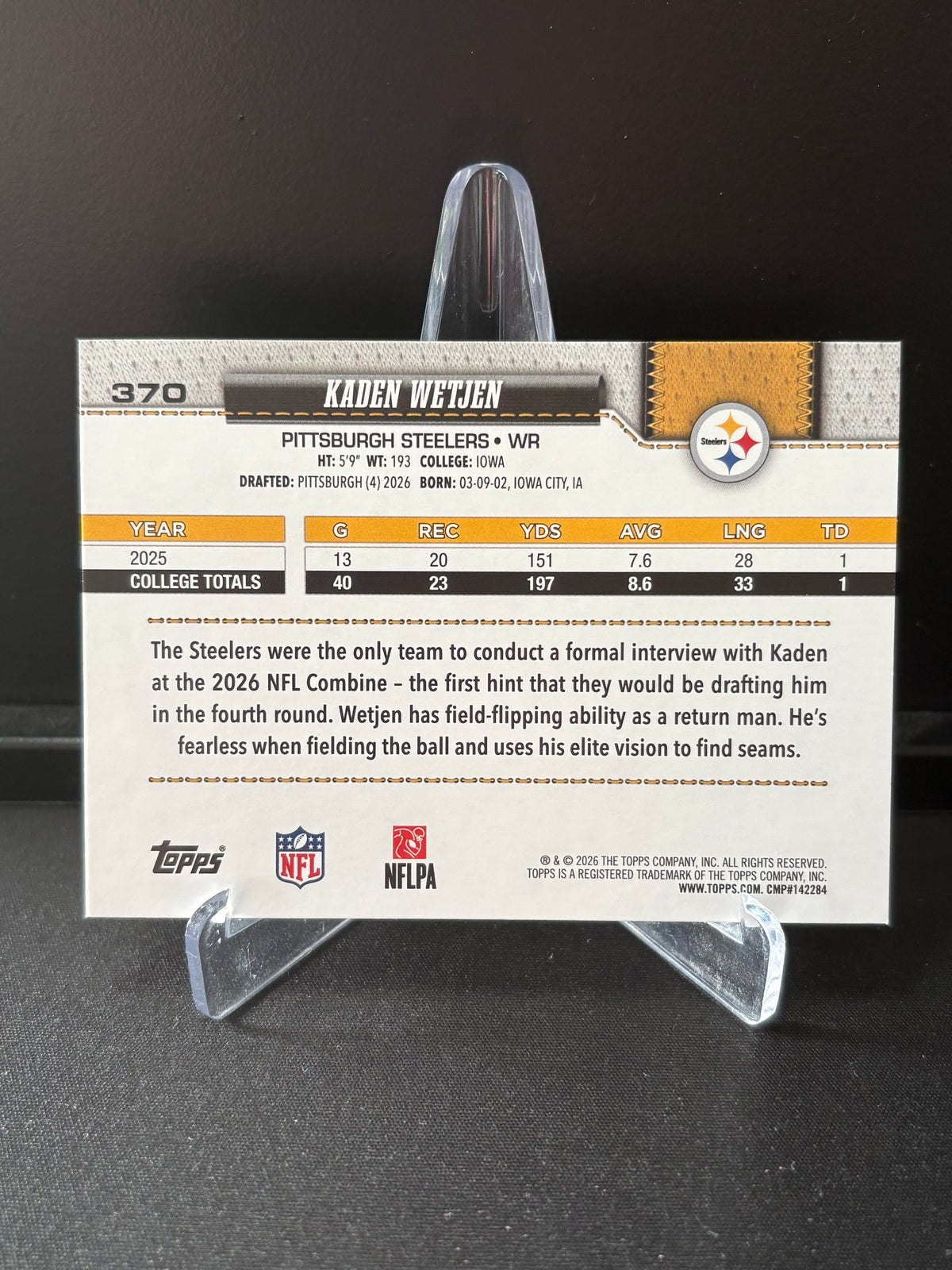 Topps Flagship NFL 2026 – Kaden Wetjen #370 RC | Base