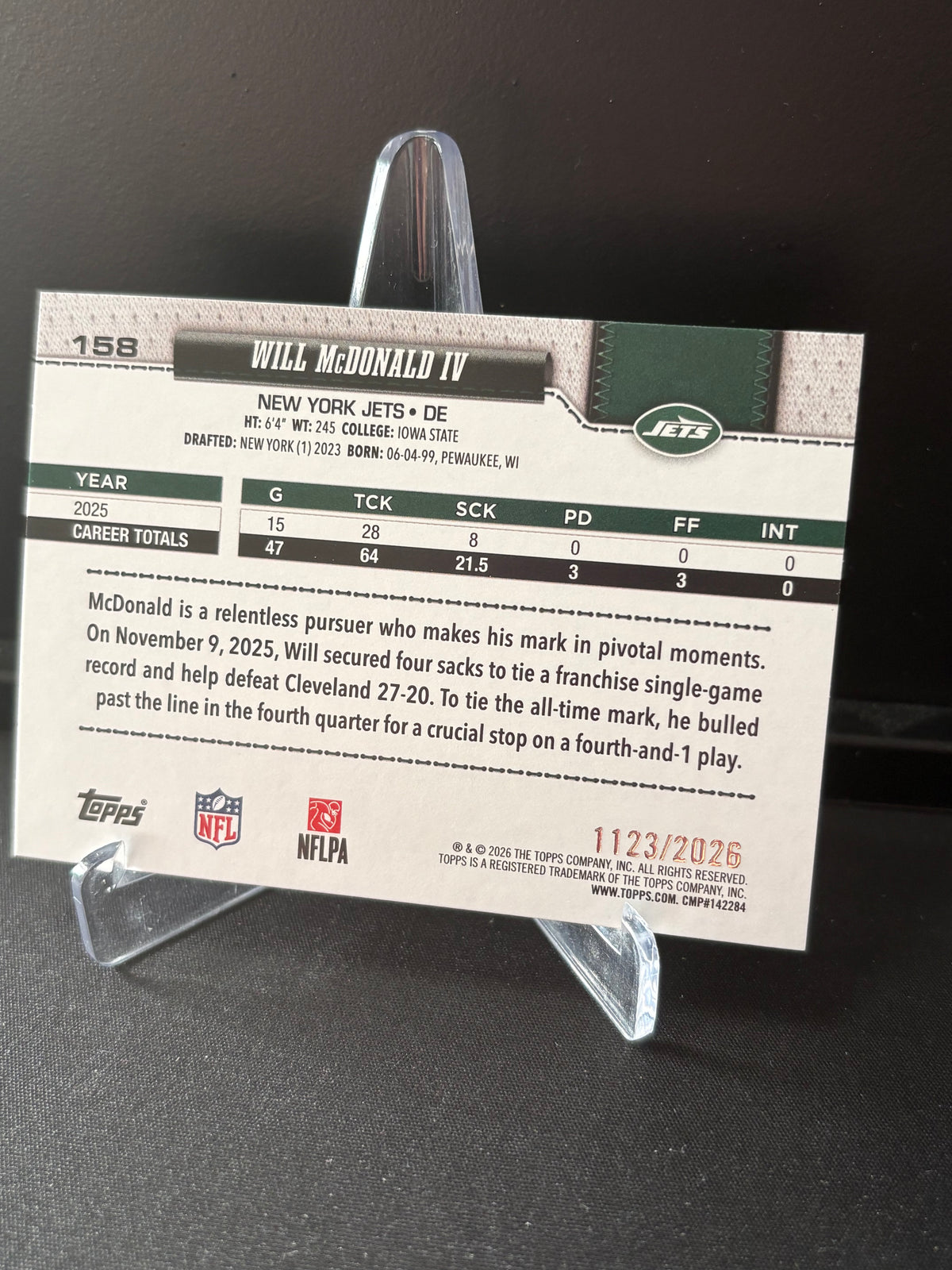 Topps Flagship NFL 2026 – Will McDonald IV #158 | Gold Border /2026