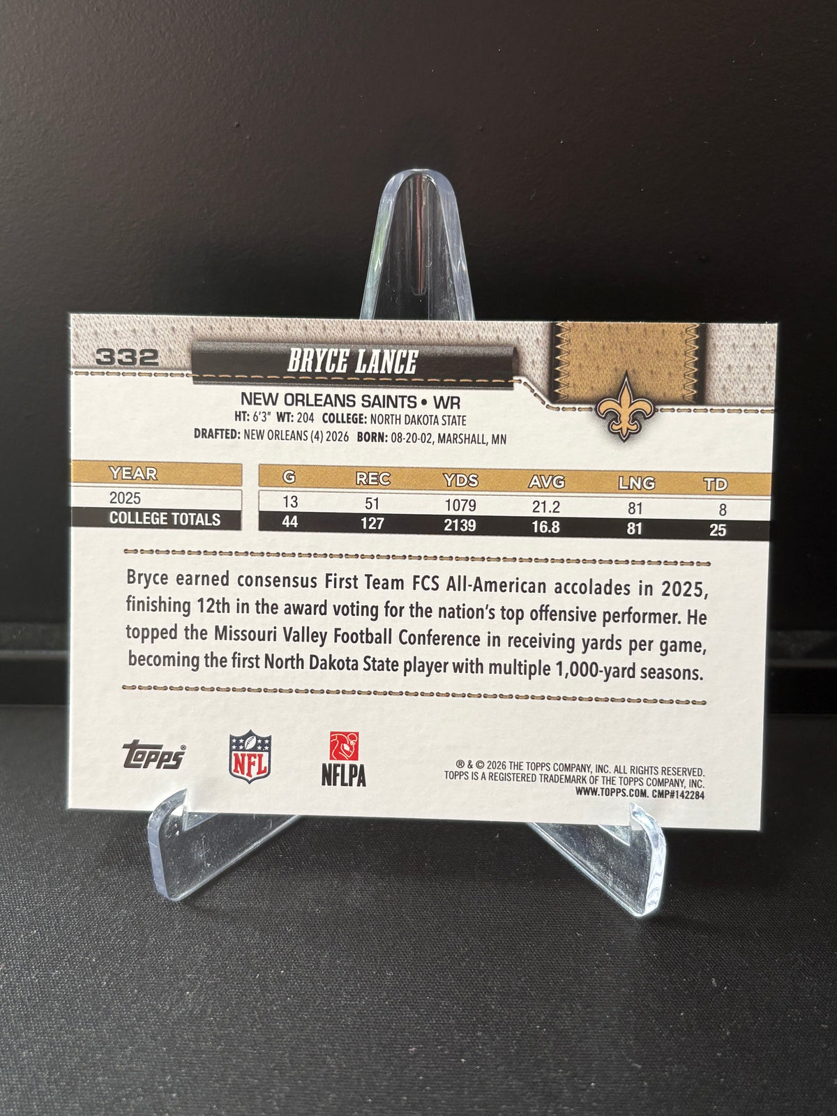 Topps Flagship NFL 2026 – Bryce Lance #332 | Rookie Card