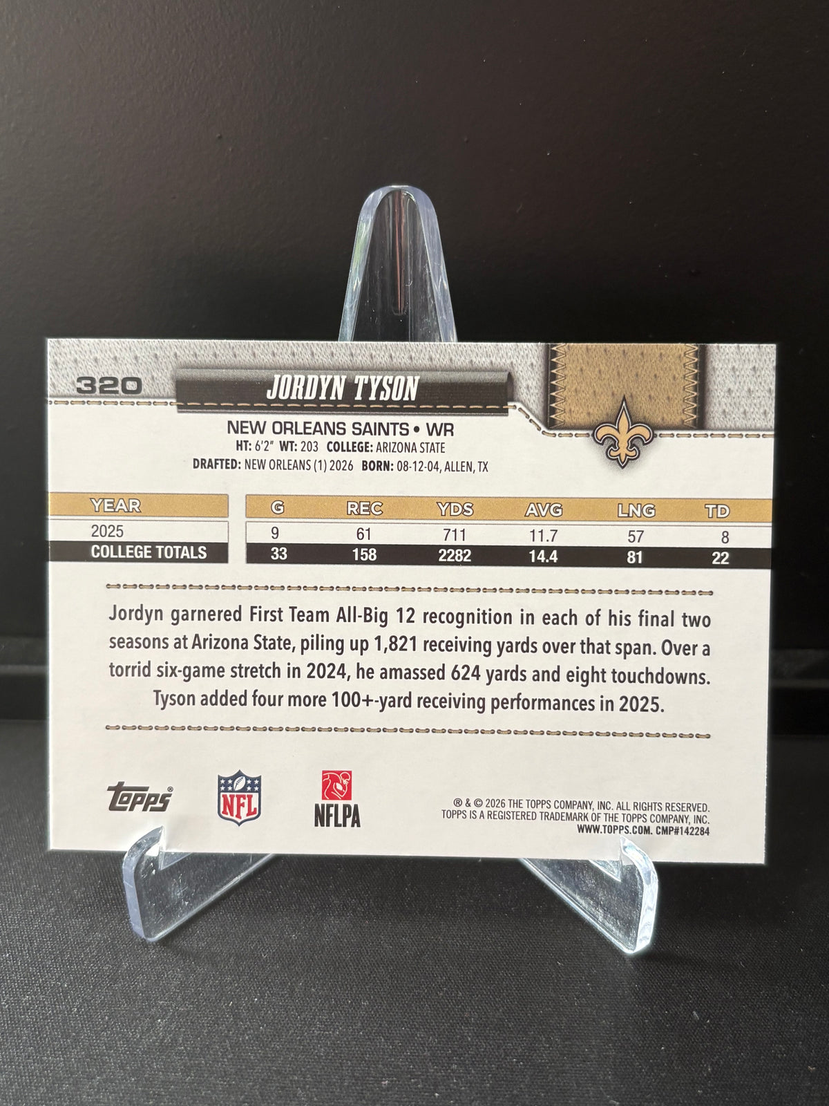 Topps Flagship NFL 2026 – Jordyn Tyson #320 | Rookie Card