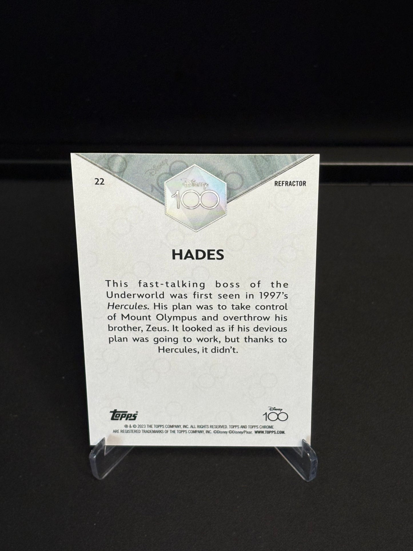 Topps Chrome Disney 100 "Refractor" Hades #22