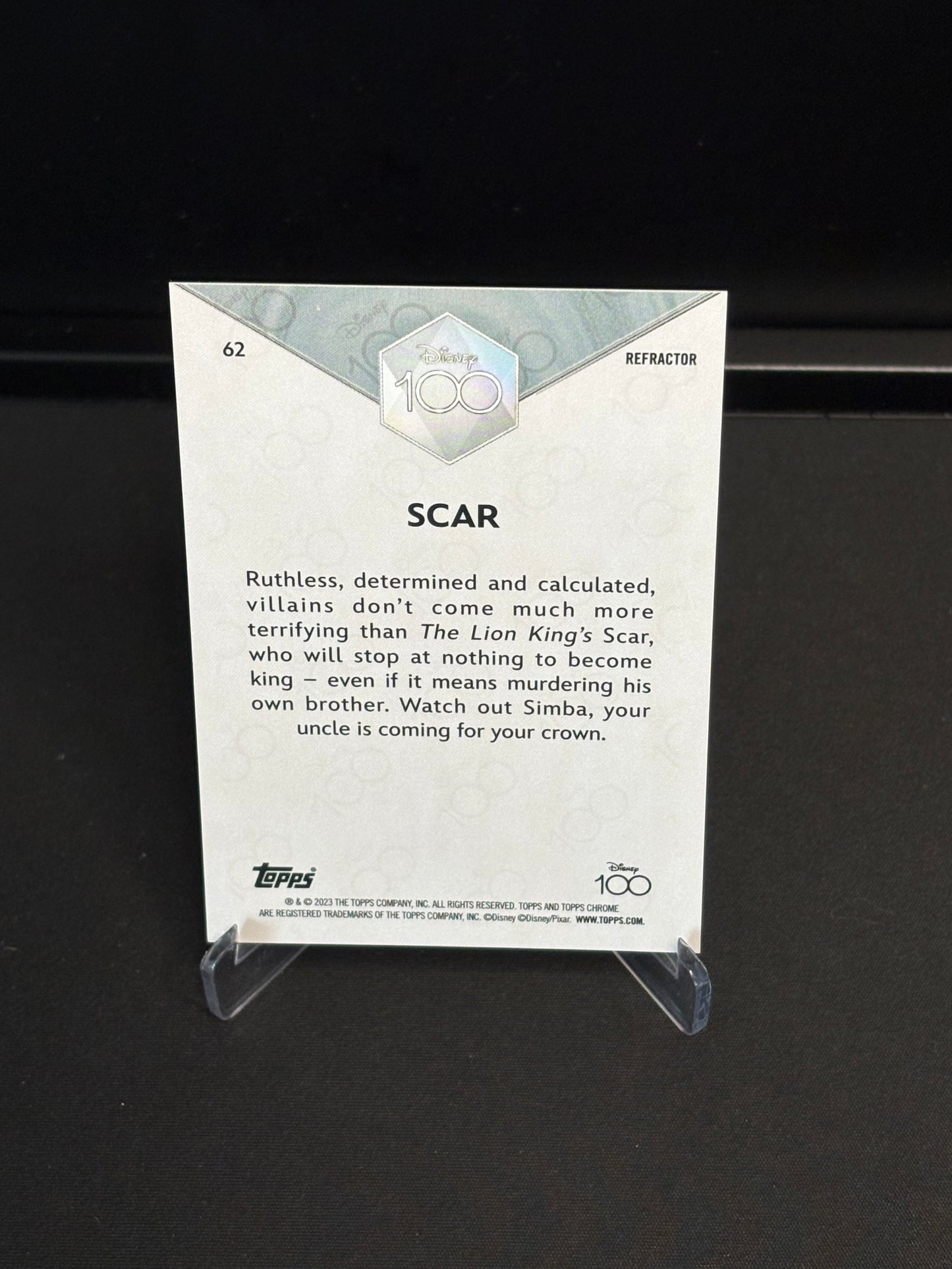 Topps Chrome Disney 100 "Refractor" Scar #62