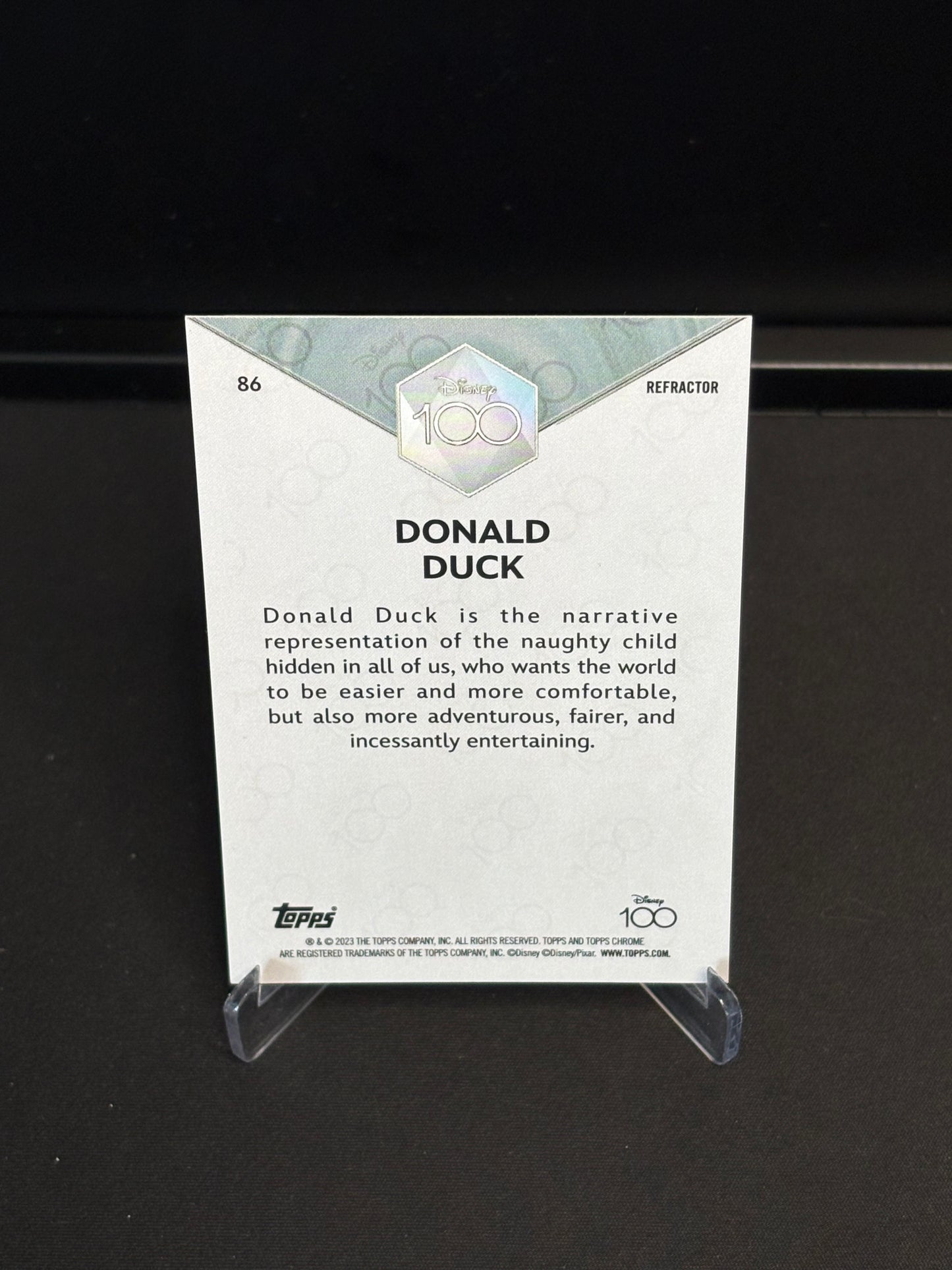 Topps Chrome Disney 100 "Refractor" Donald Duck #86