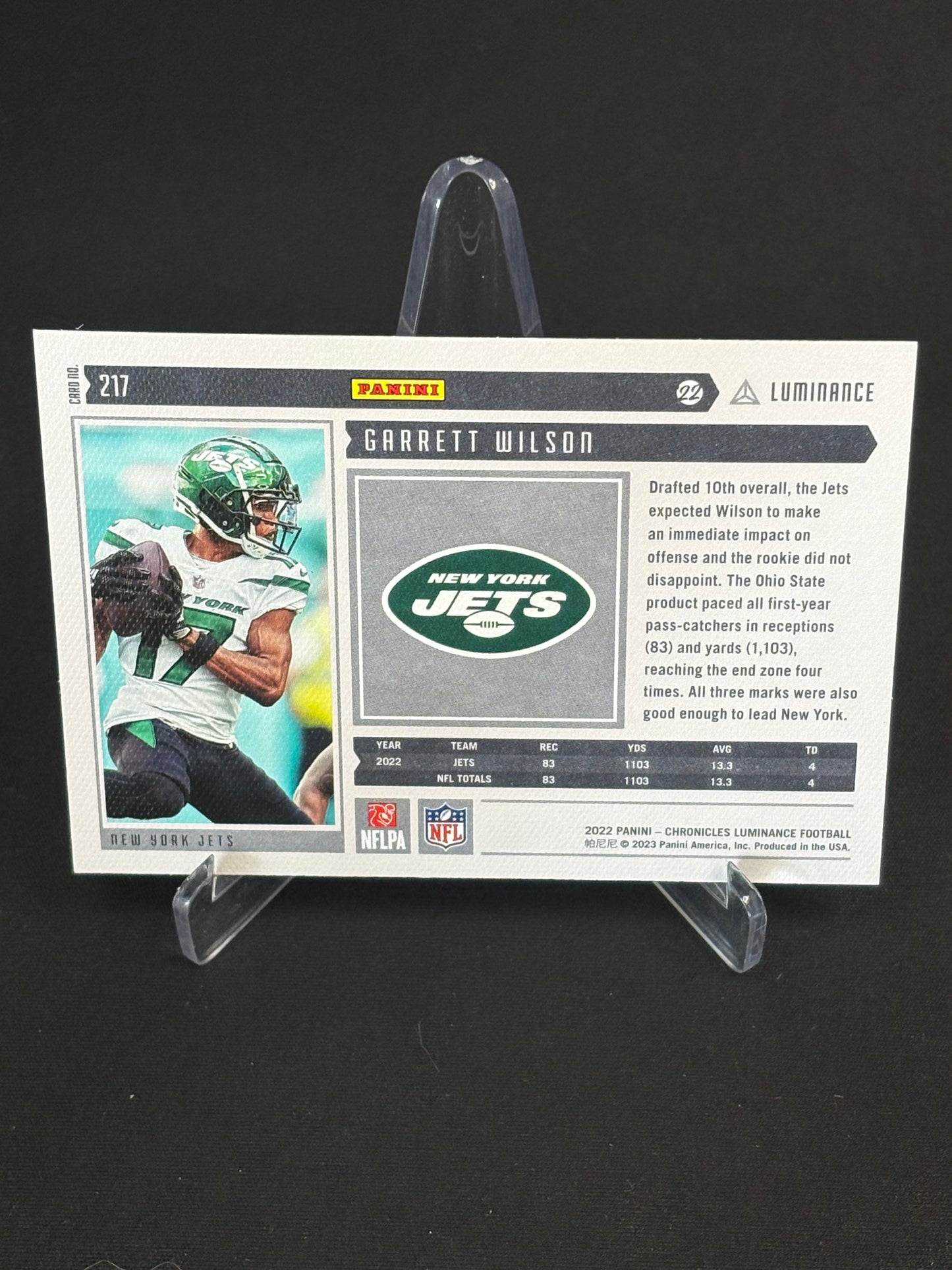 Garrett Wilson RC New York Jets Chronicles Luminance 2022 "Pink Parallèle"