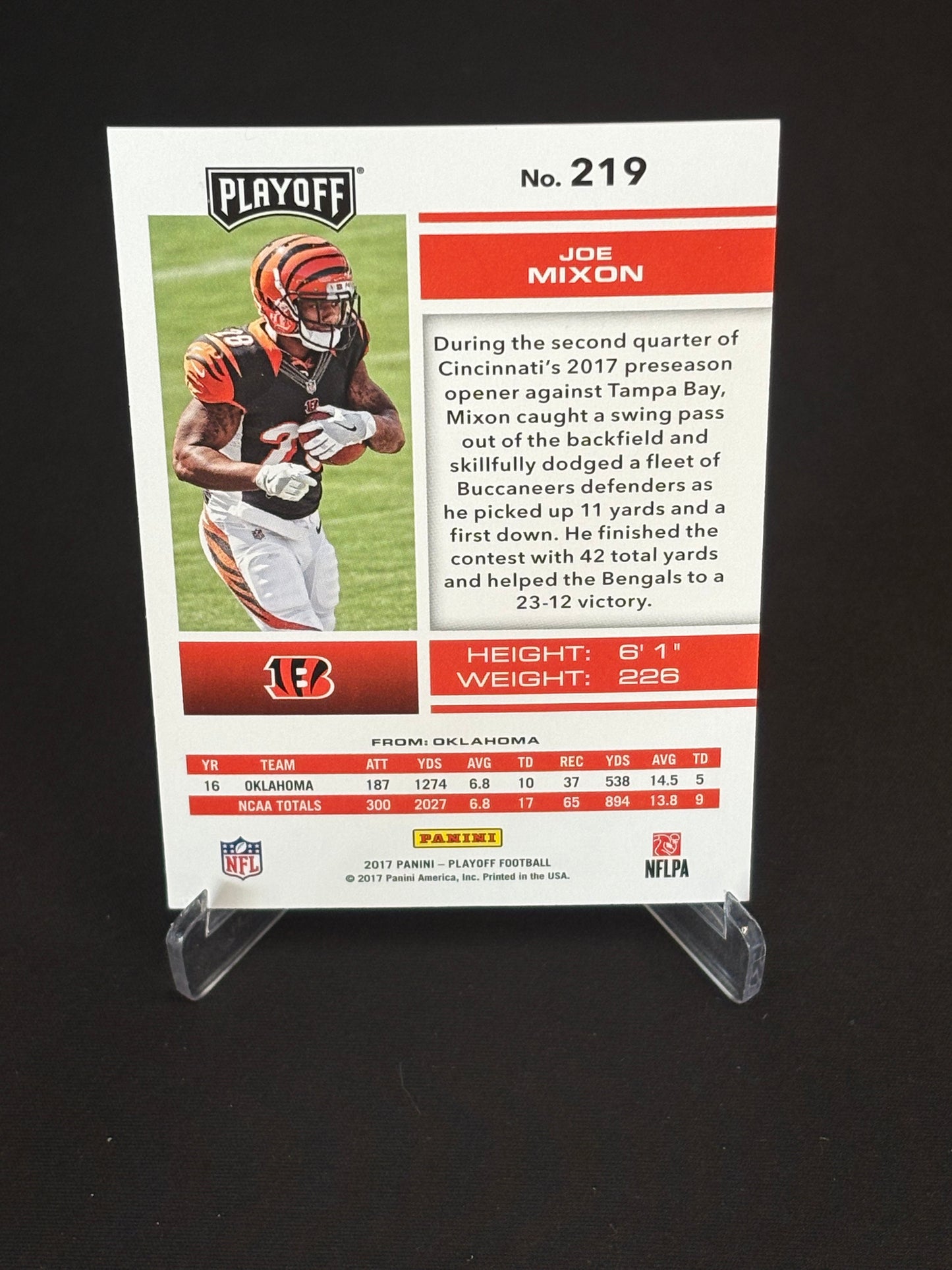 Joe Mixon RC 2017 Playoff "Purple 16/49" Bengals