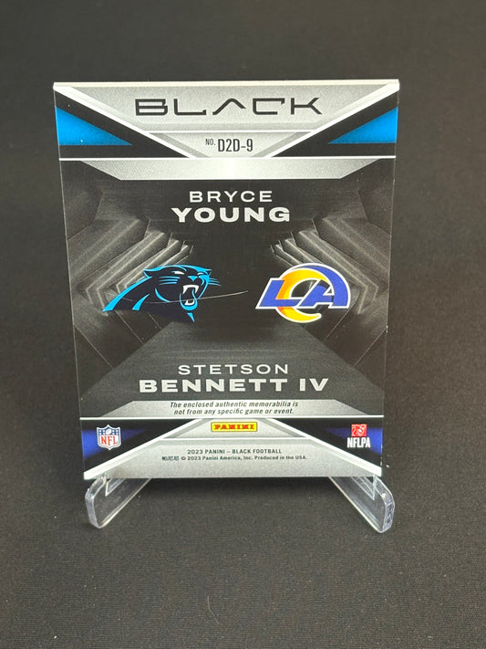 Bryce Young/Stetson Bennett RC 2023 Black "Dusk 2 Dawn" Double Patch 029/150 Panthers/Rams
