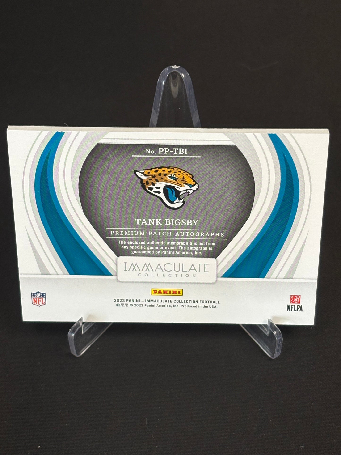 Tank Bigsby RPA OnCard Immaculate 2023 "Premium Patch Autographs" 01/99 Jaguars