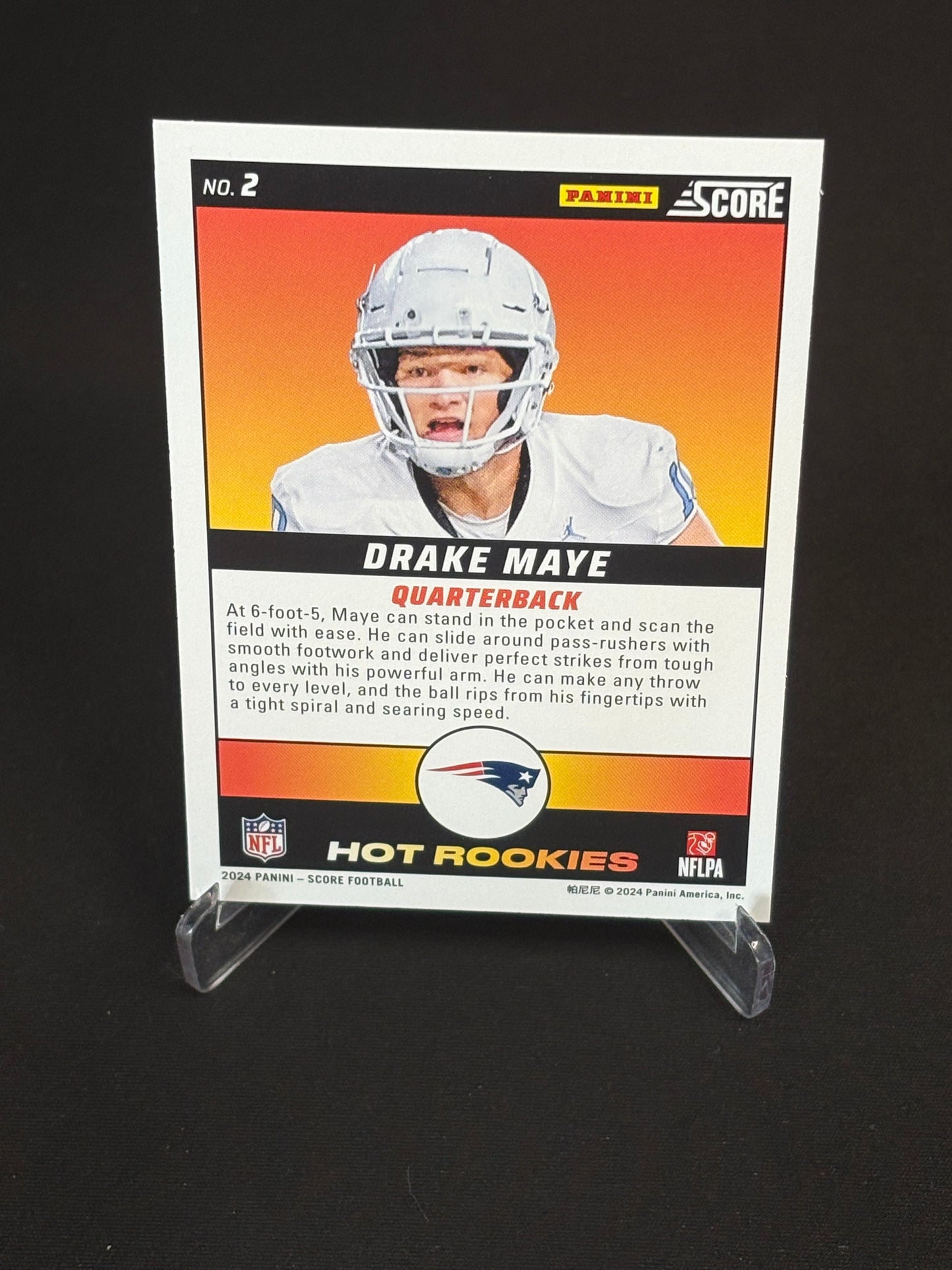 Drake Maye RC 2024 Score " Hot Rookies" New England Patriots