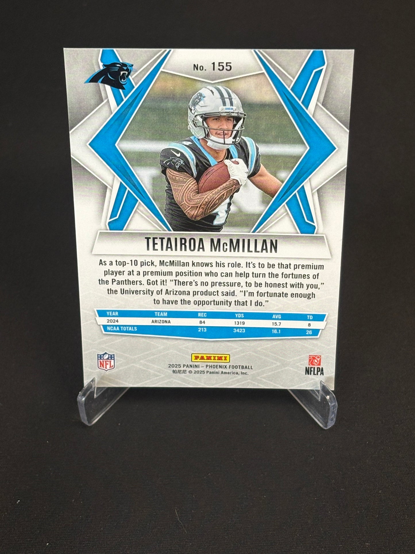 Tetairoa McMillan RC 2025 Phoenix "Base" Carolina Panthers