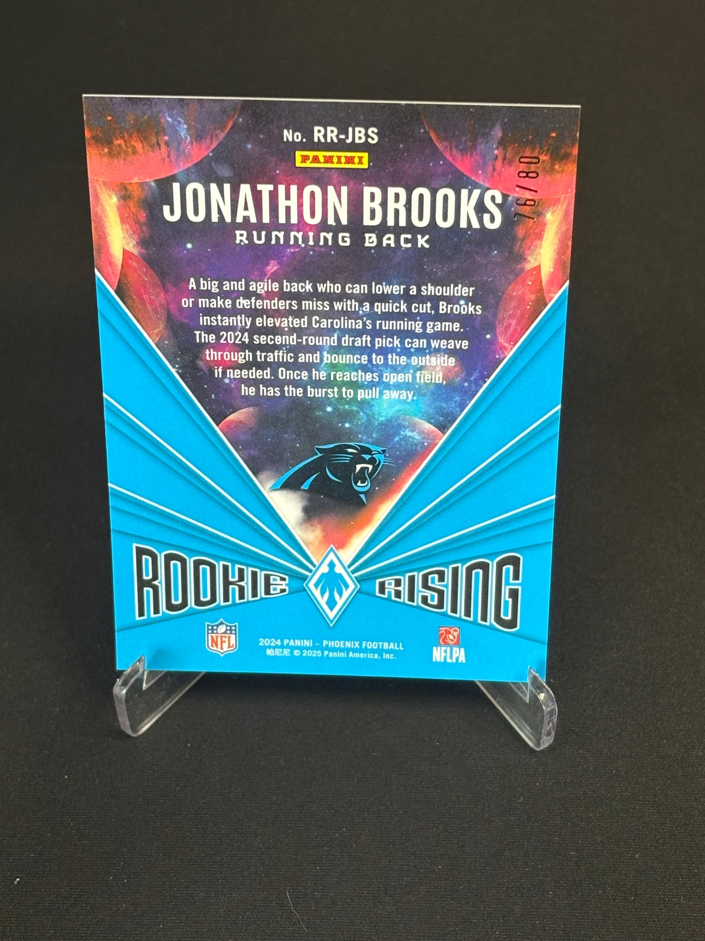 Jonathon Brooks RC Phoenix 2024 "Rookie Rising Pink" 76/80 Carolina Panthers