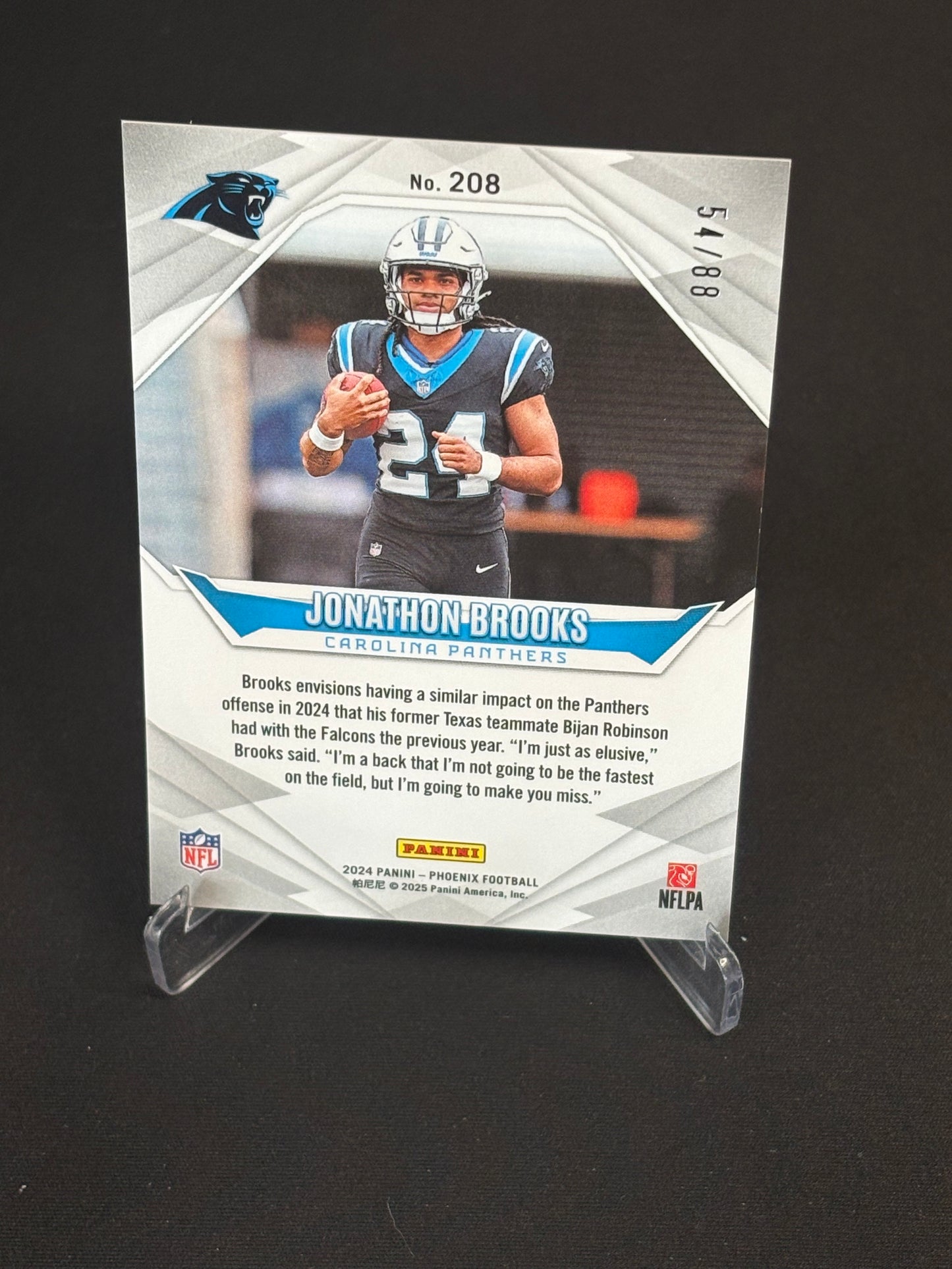 Jonathon Brooks RC Phoenix 2024 "Pink" 54/88 Carolina Panthers