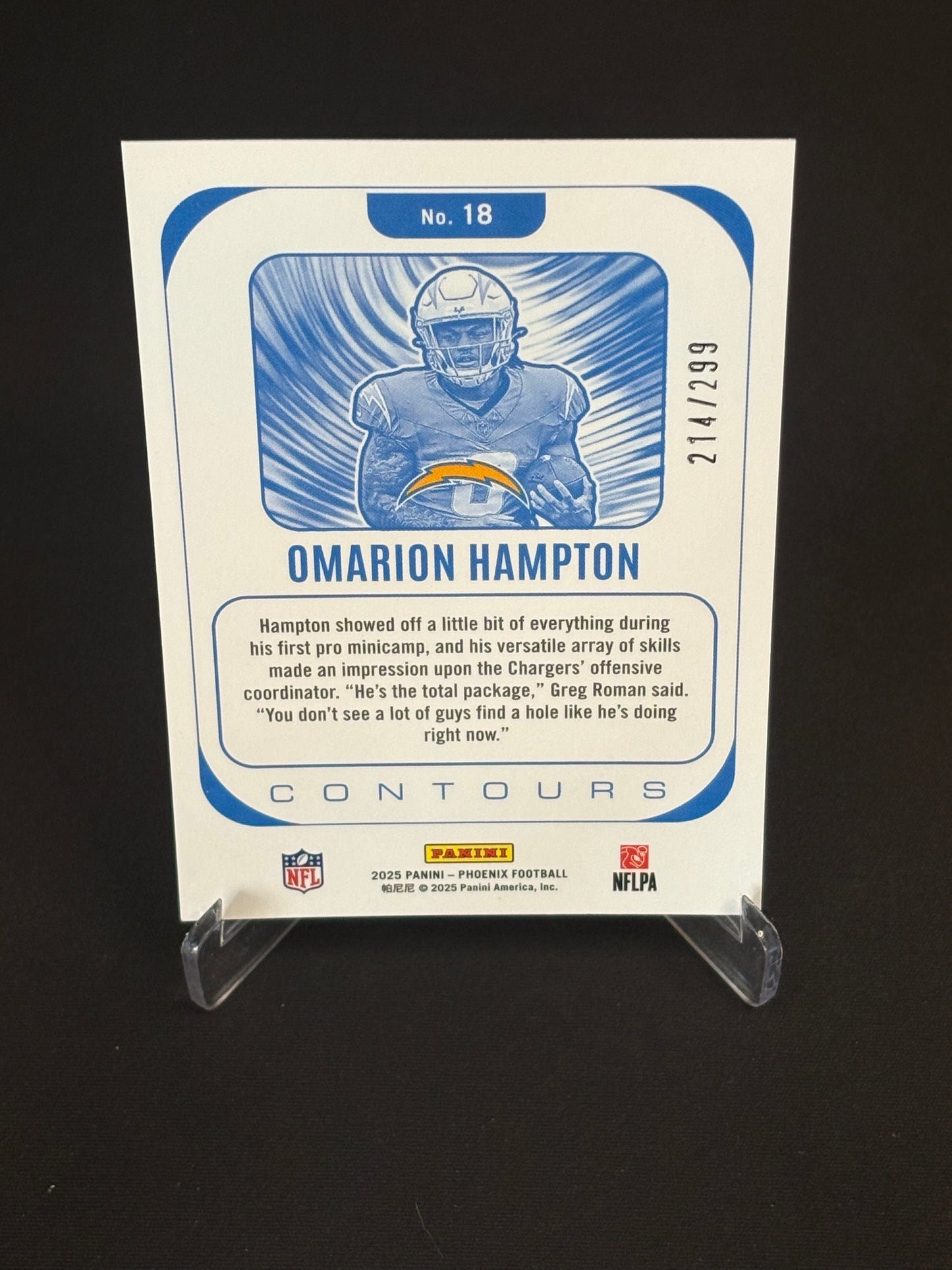 Omarion Hampton RC Phoenix 2025 "Contours" 214/299 L.A Chargers