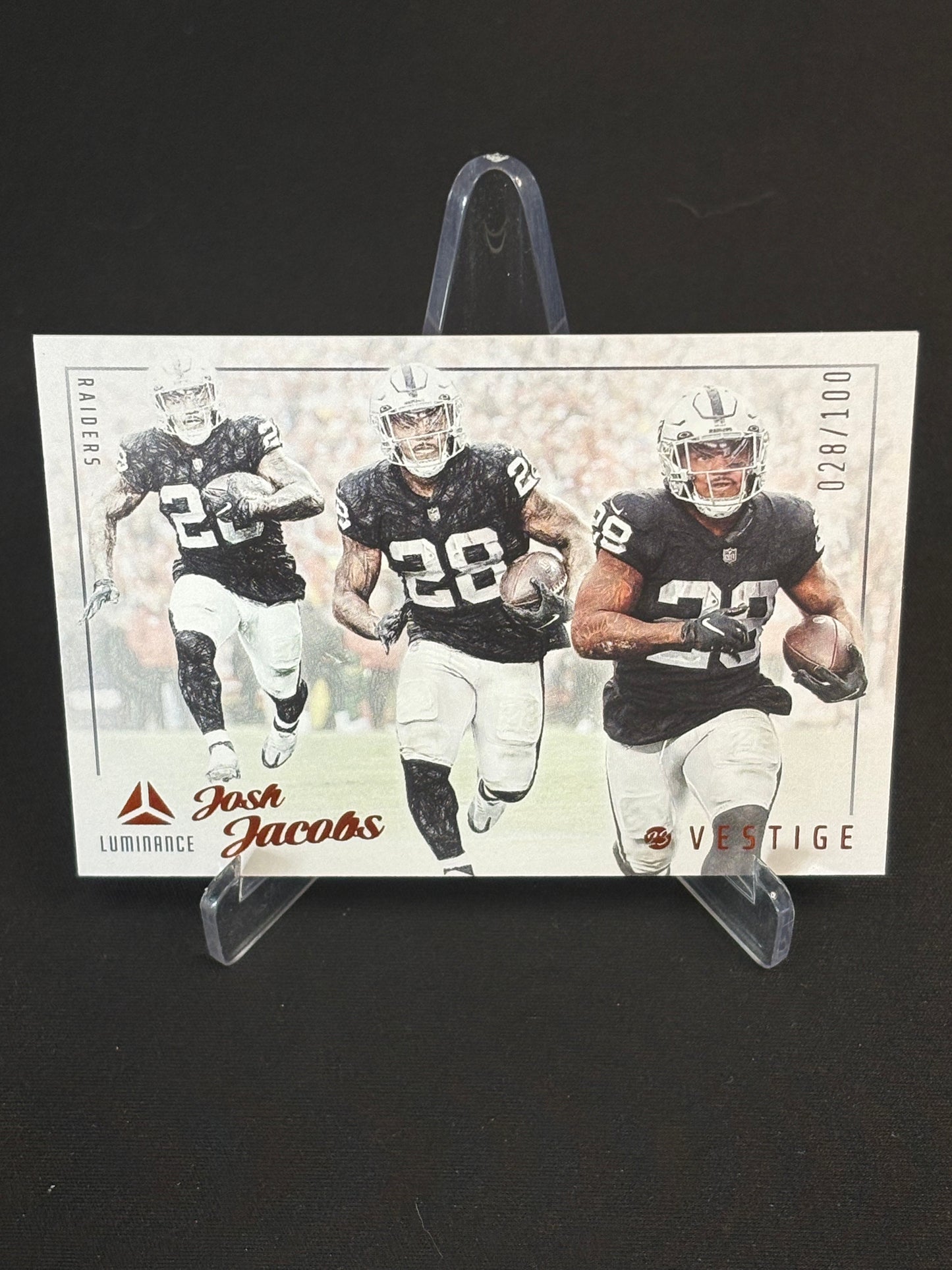 Josh Jacobs Luminance 2023 "Vestige Orange 029/100" Las Vegas Raiders