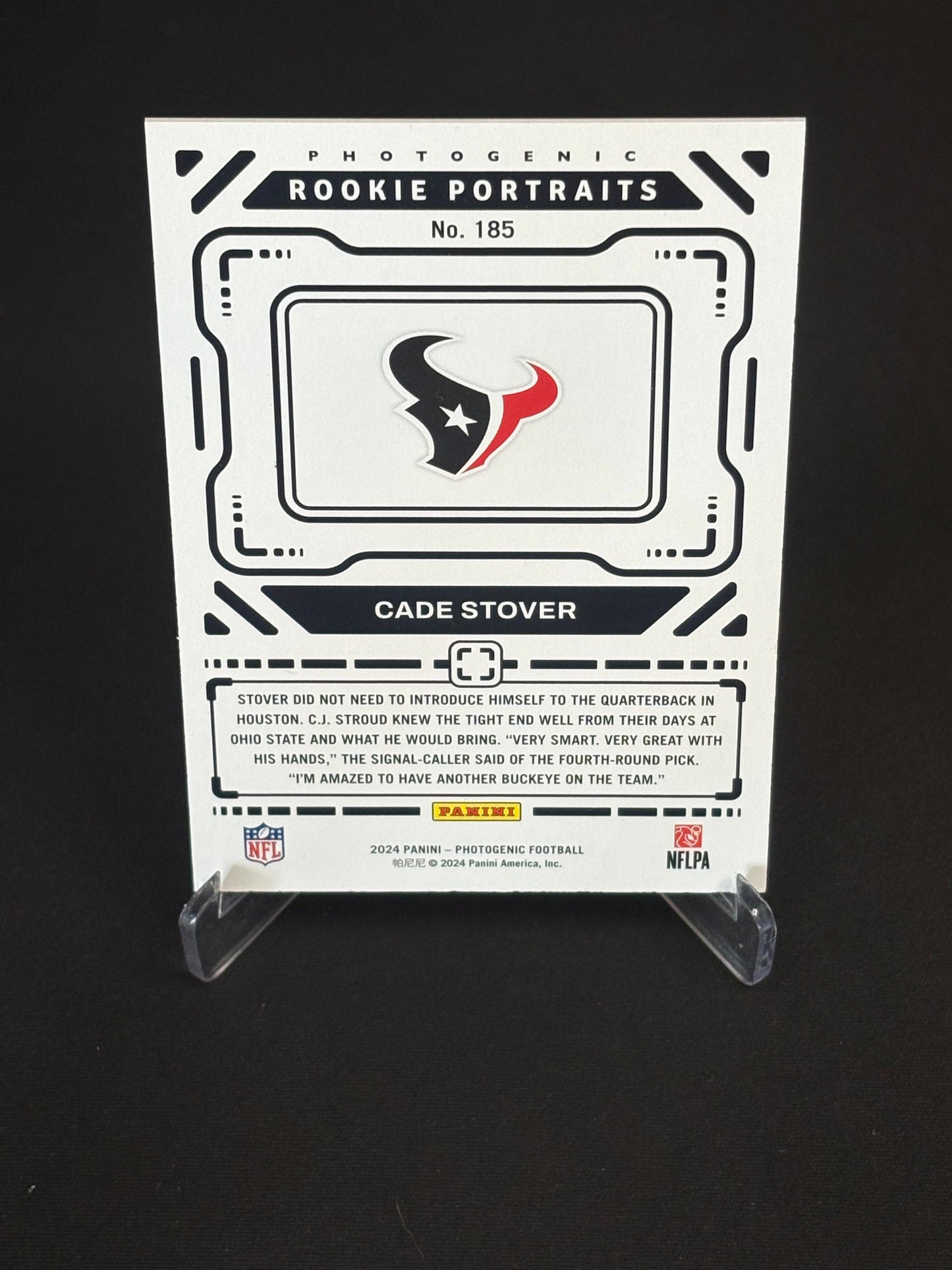 Cade Stover RC Photogenic 2024 "Rookie Portraits 130/150" Houston Texans