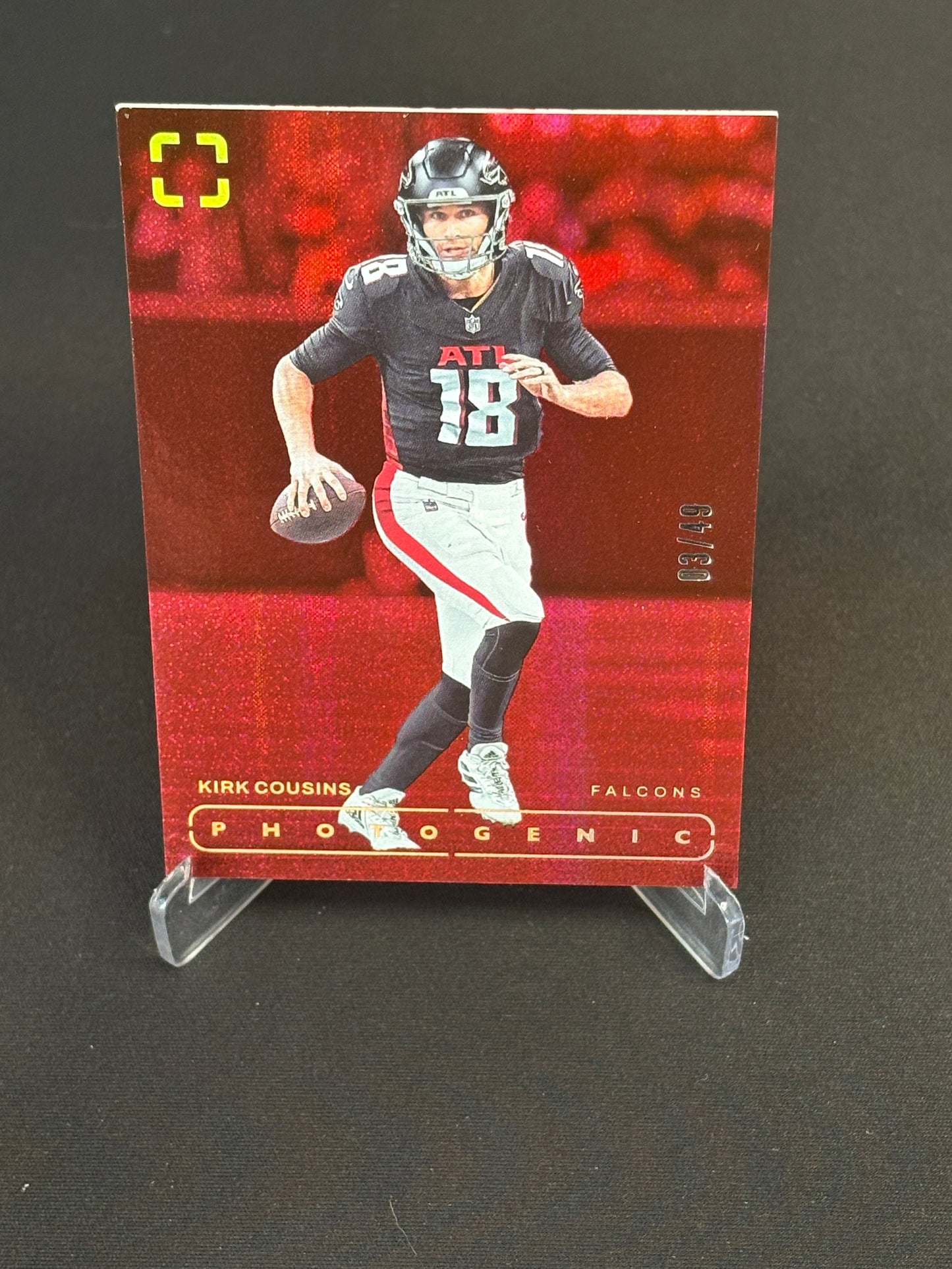 Kirk Cousins Photogenic 2024 "Red 03/49" Atlanta Falcons
