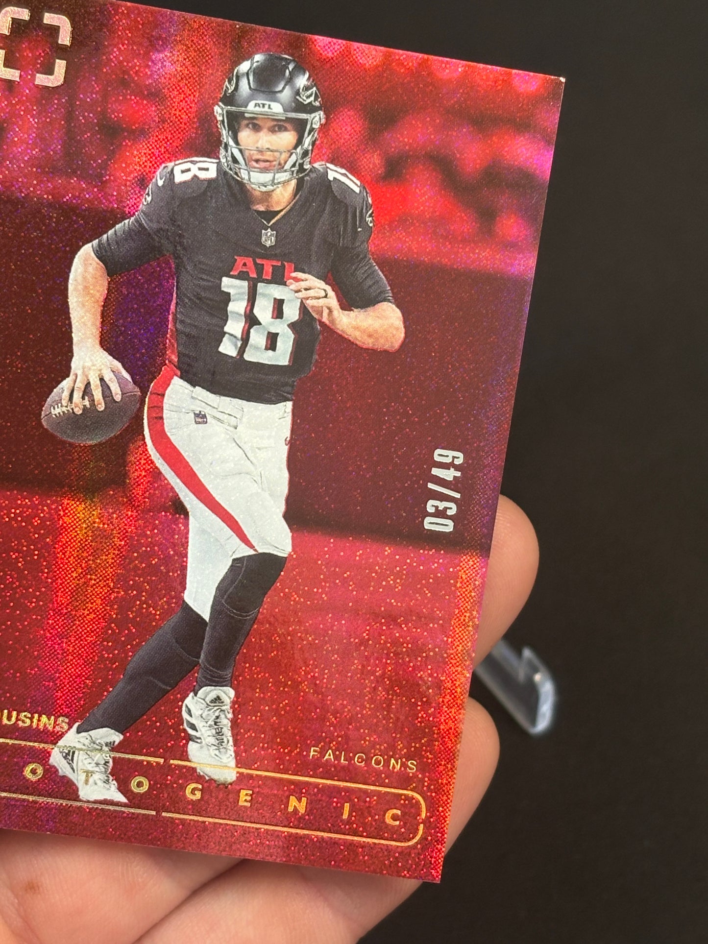 Kirk Cousins Photogenic 2024 "Red 03/49" Atlanta Falcons