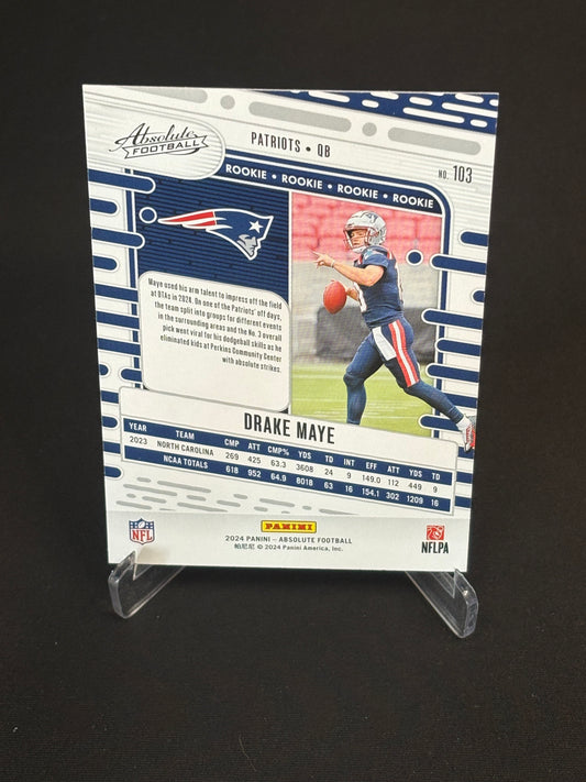 Drake May RC Absolute 2024 "Retail Base" New England Patriots