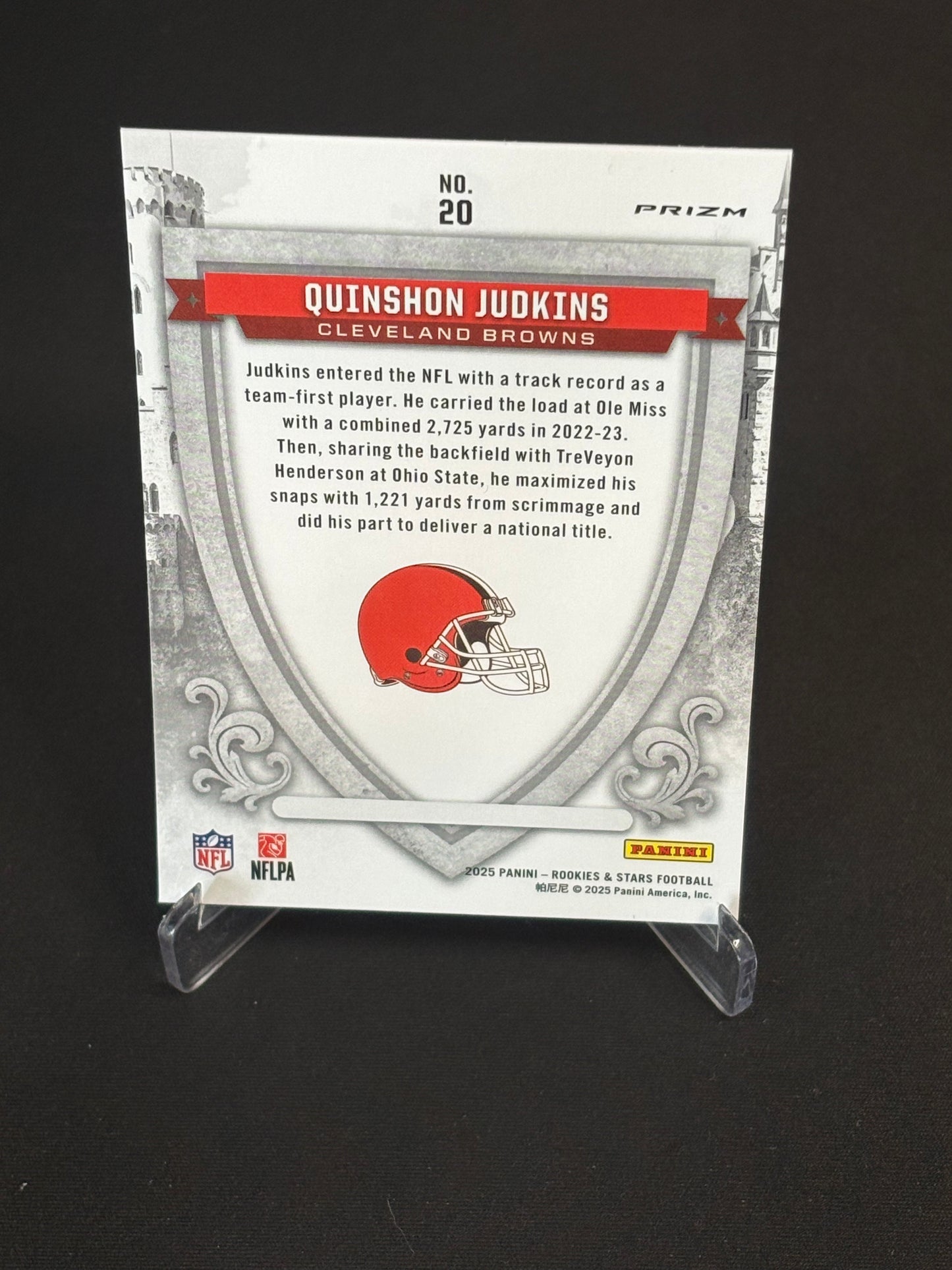 Quinshon Judkins RC Rookies And Stars 2025 "Crusade Silver" Cleveland Browns