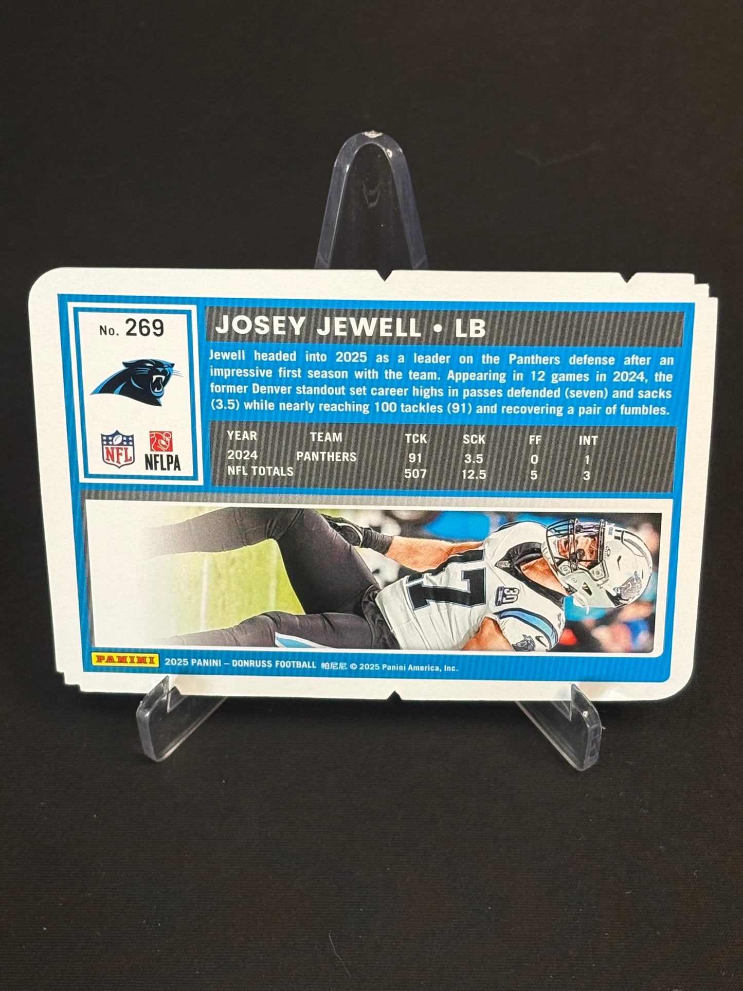Josey Jewell Donruss 2025 "Press Proofs Silver Die-Cut 96/99" Carolina Panthers