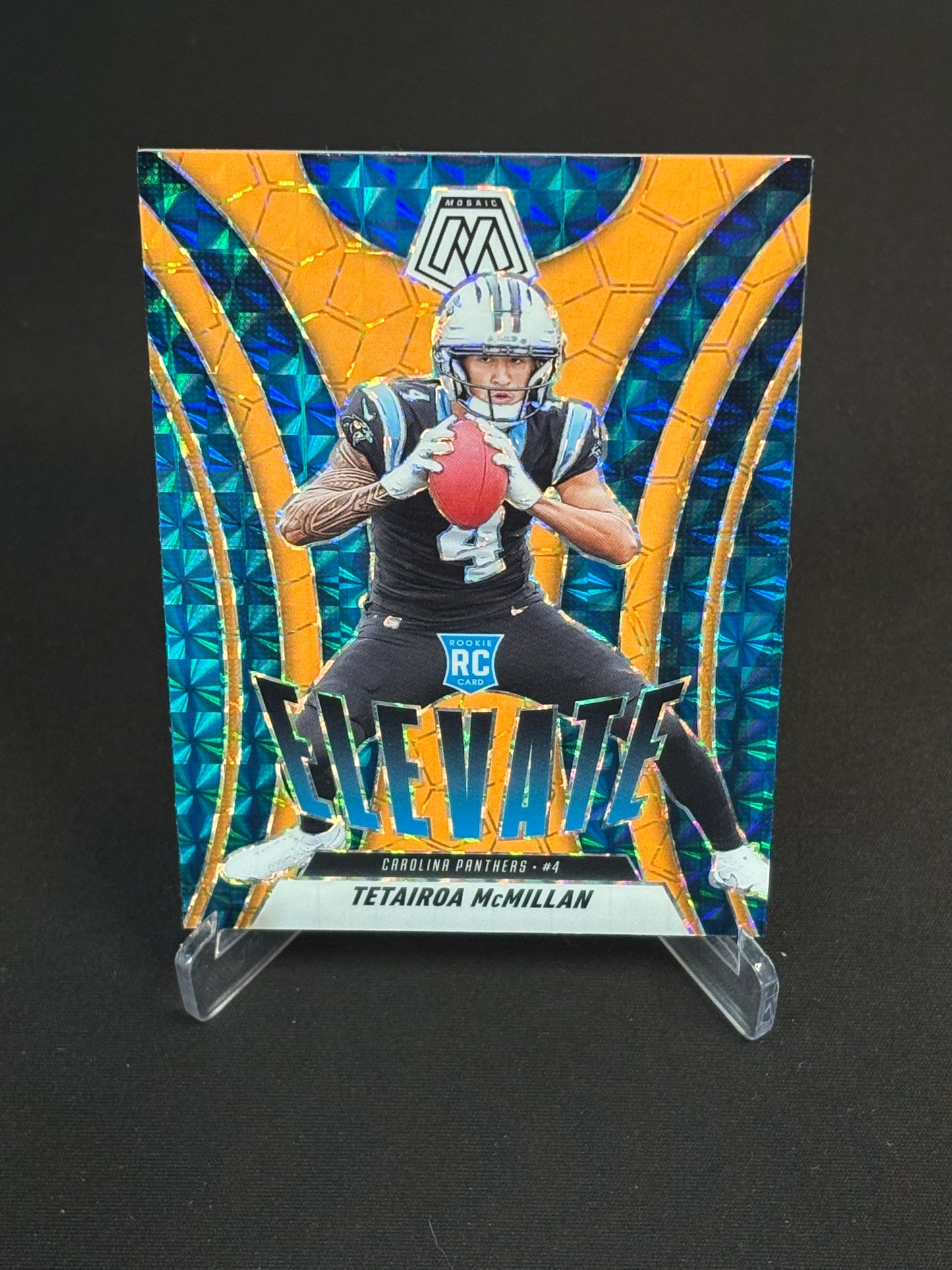 Tetairoa McMillan RC Mosaic 2025 "Elevate Orange Reactive" Carolina Panthers