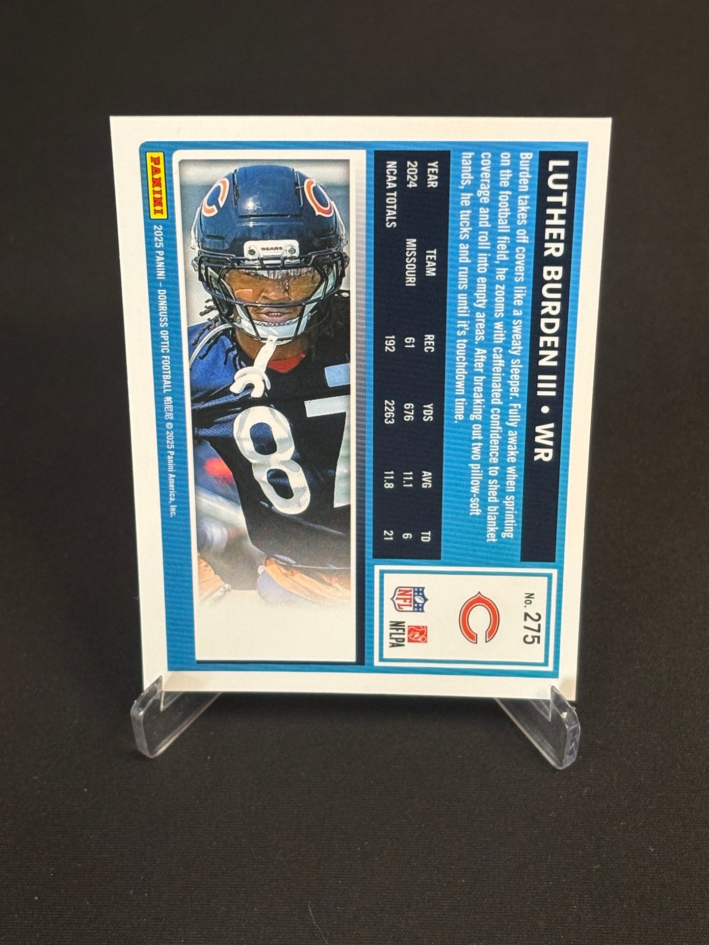 Luther Burden III RC Donruss Optic 2025 "Base" Chicago Bears
