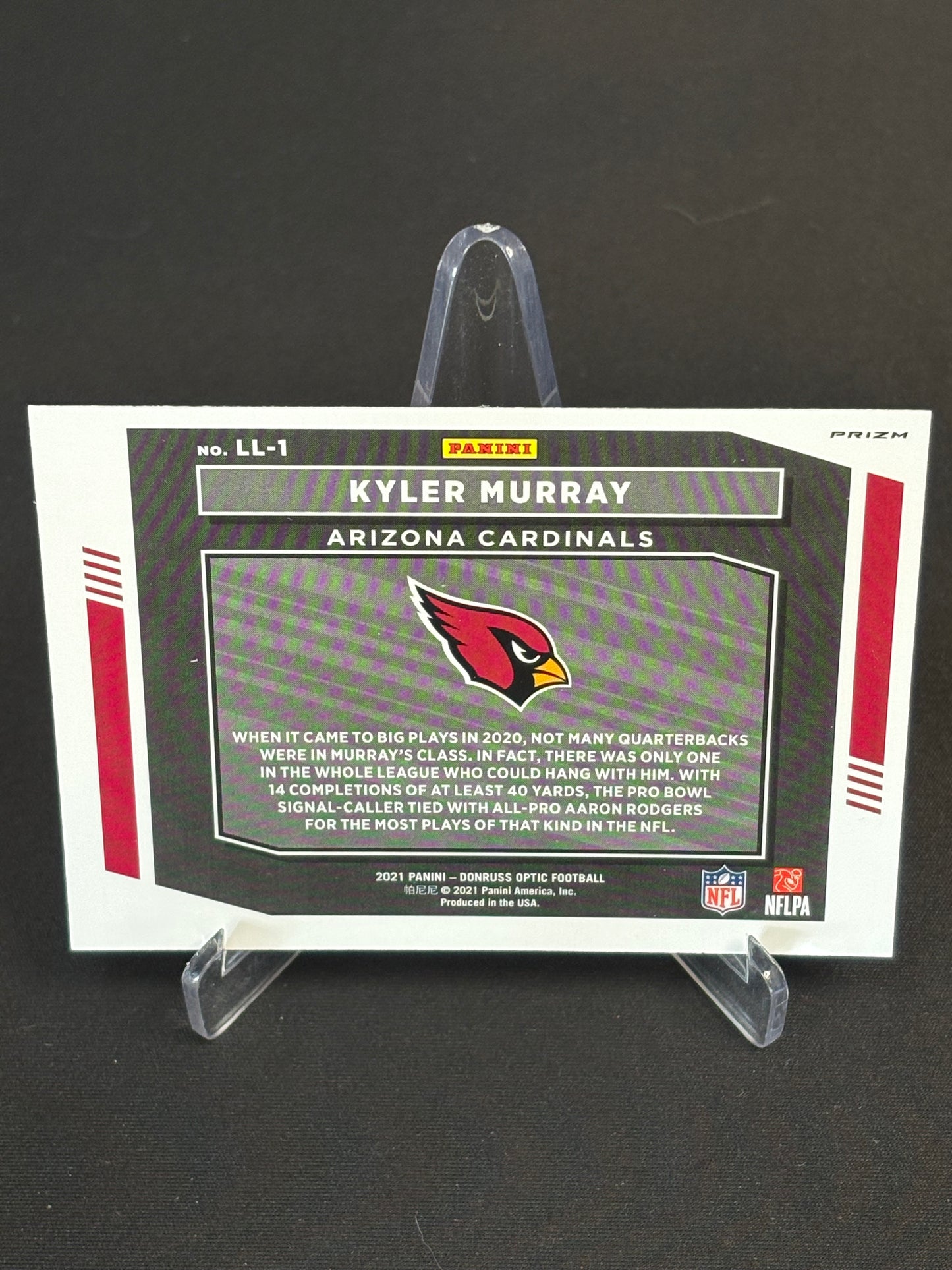 Kyler Murray Donruss Optic 2021 "Legendary Logos Silver Prizm" Arizona Cardinals