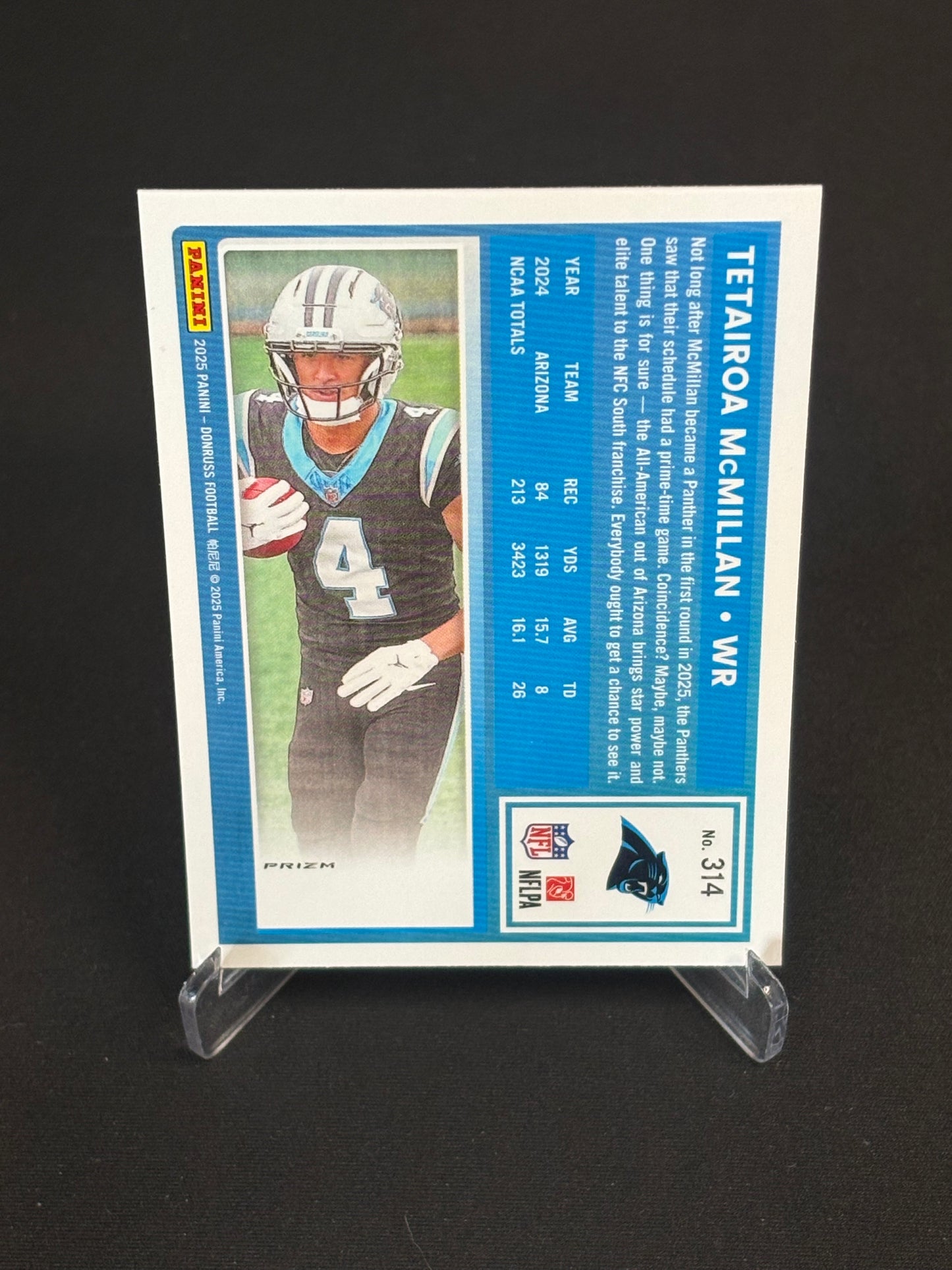 Tetairoa McMillan RC Donruss Optic 2025 "Pink Parallèle" Carolina Panthers