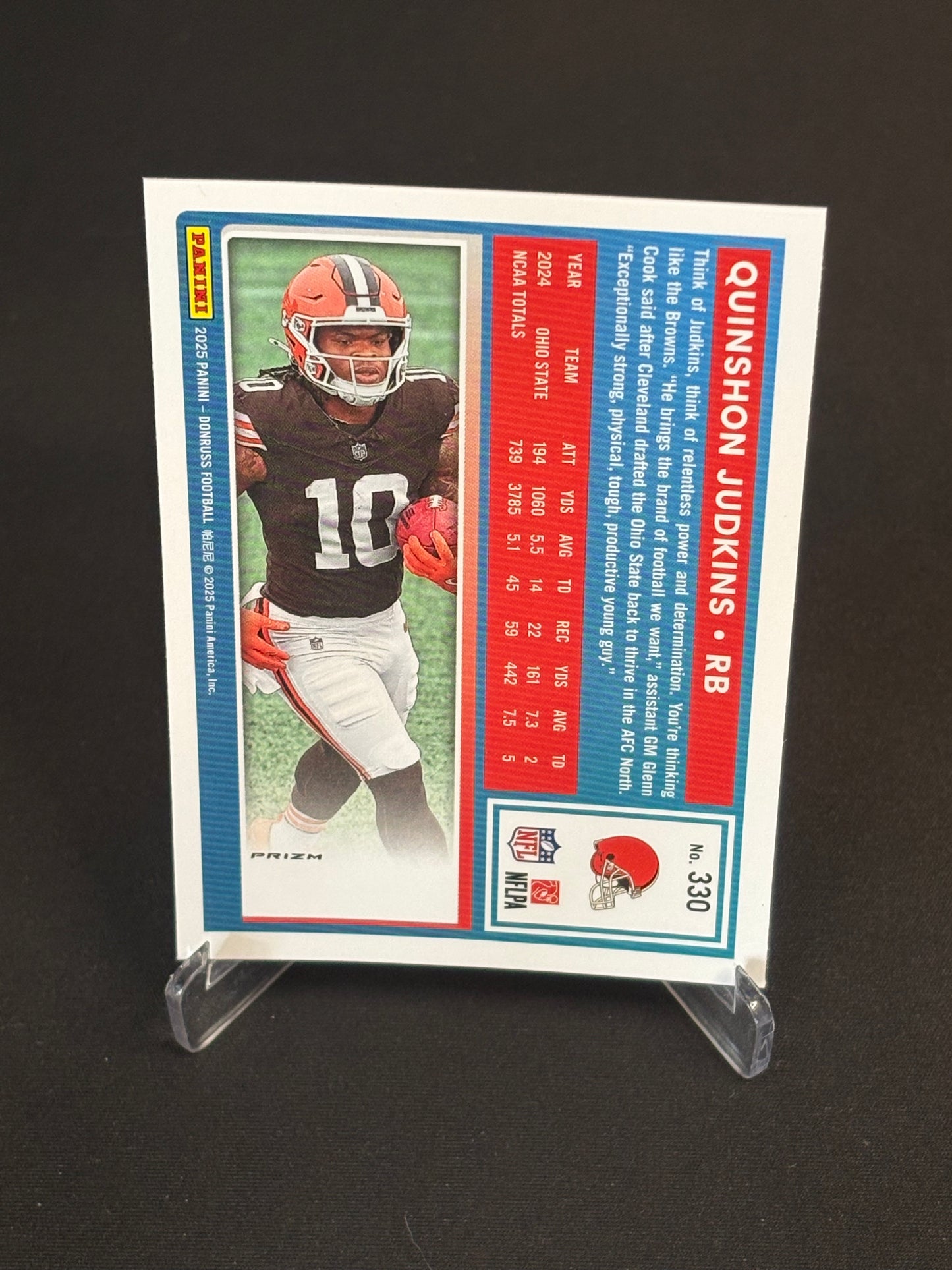 Quinshon Judkins RC Donruss Optic 2025 "Red Parallèle" Cleveland Browns