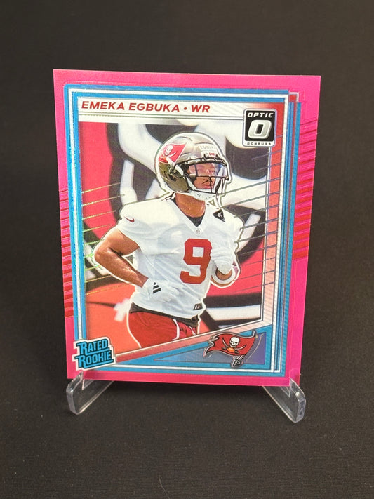 Emeka Egbuka RC Donruss Optic 2025 "Pink Parallèle" Tampa Bay Buccaneers