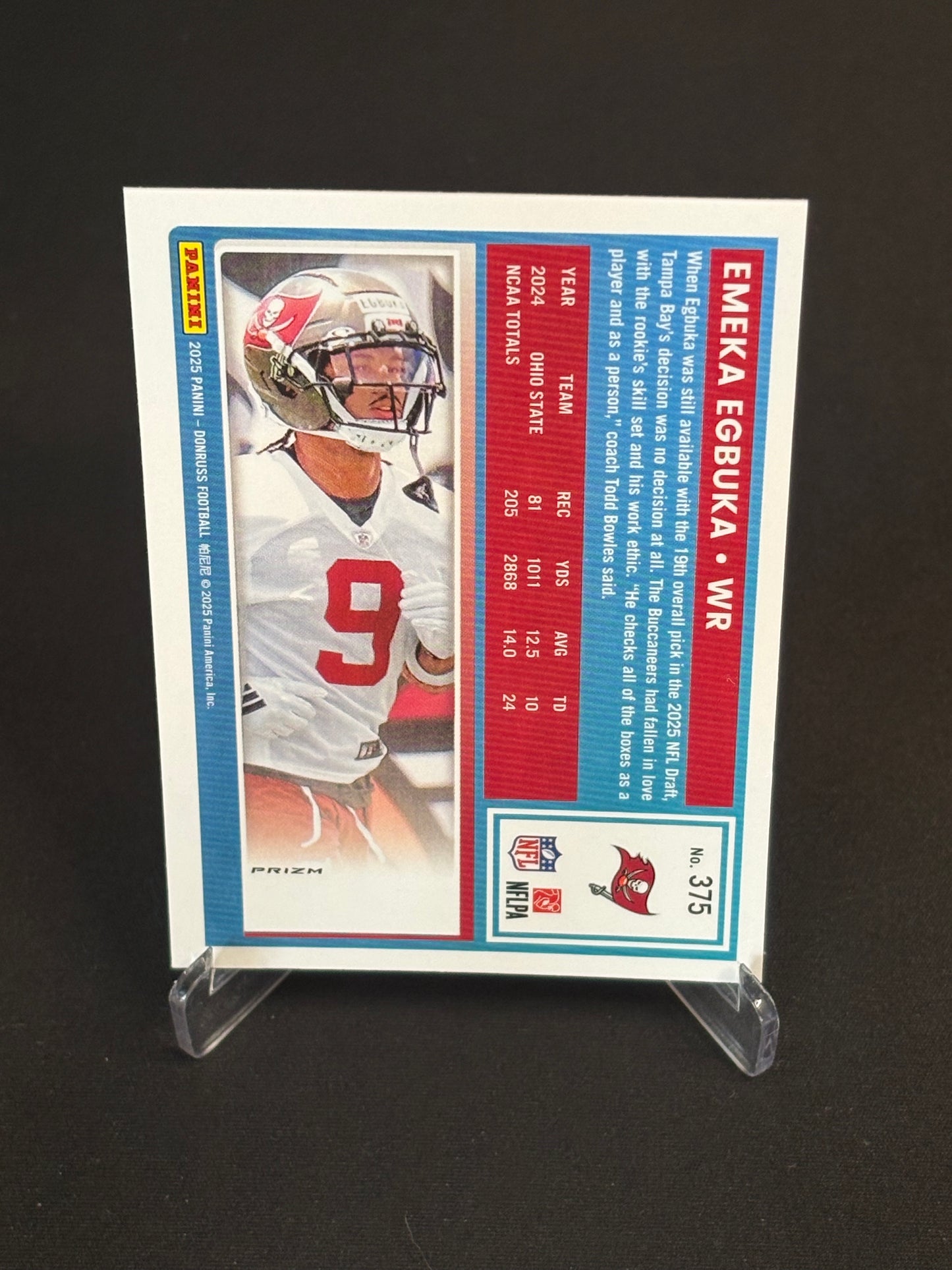 Emeka Egbuka RC Donruss Optic 2025 "Pink Parallèle" Tampa Bay Buccaneers