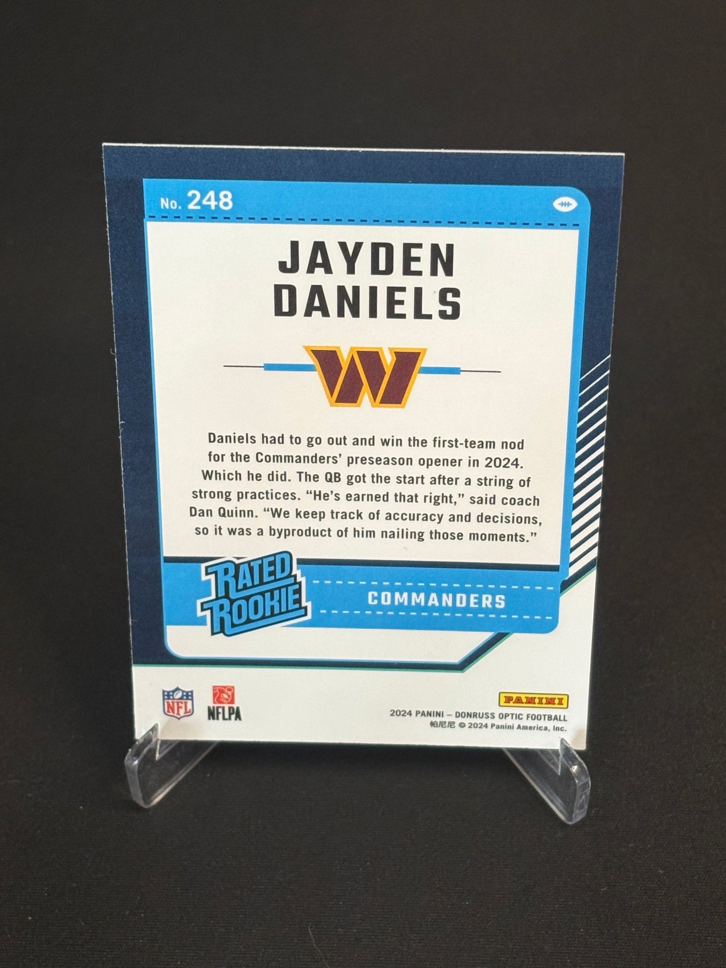 Jayden Daniels RC Donruss Optic 2024 "Base" Washington Commanders