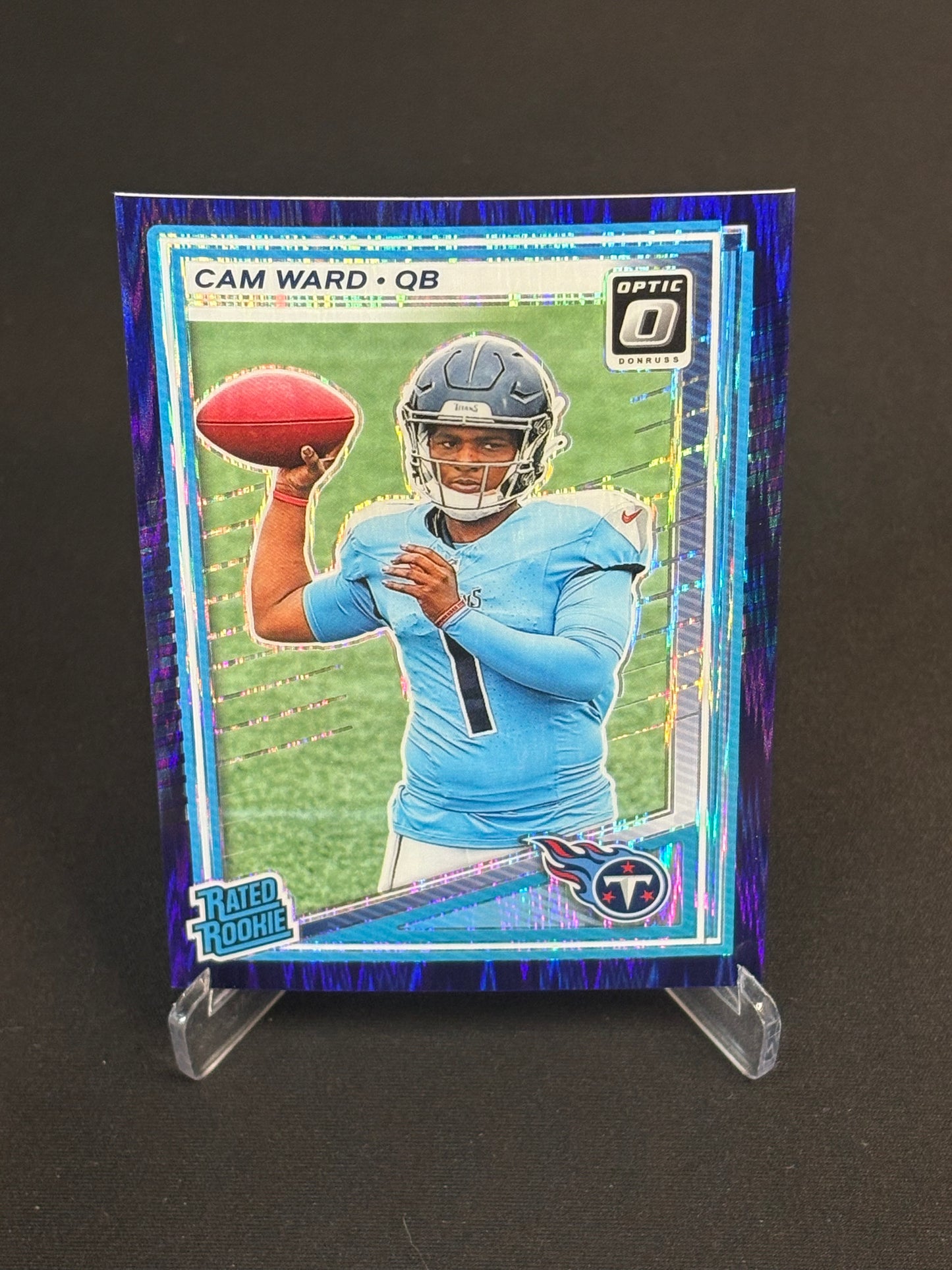 Cam Ward RC Donruss Optic 2025 "Purple Shock" Tennessee Titans