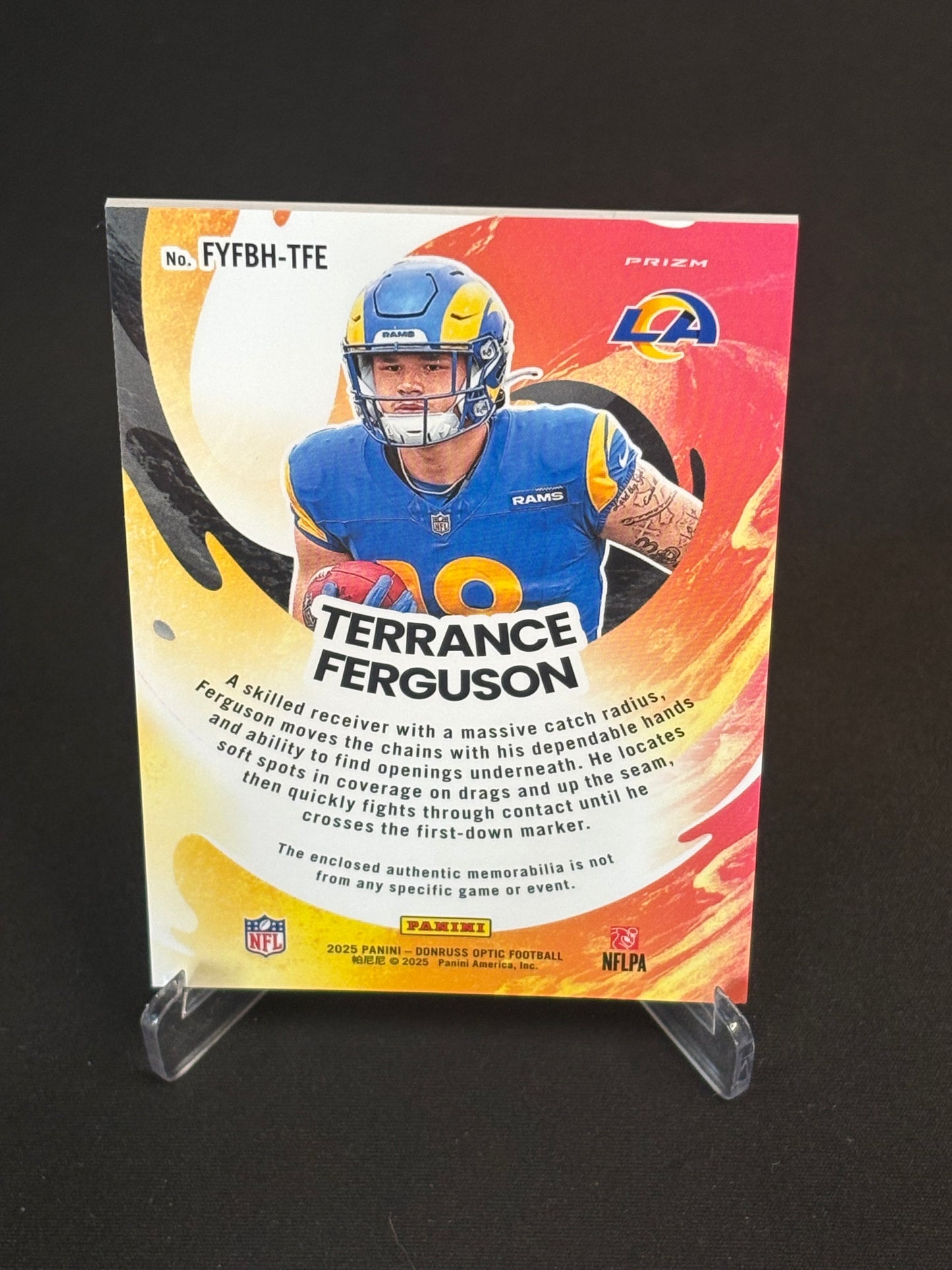 Terrance Ferguson RC Donruss Optic 2025 "Patch First Year Fresh" L.A Rams