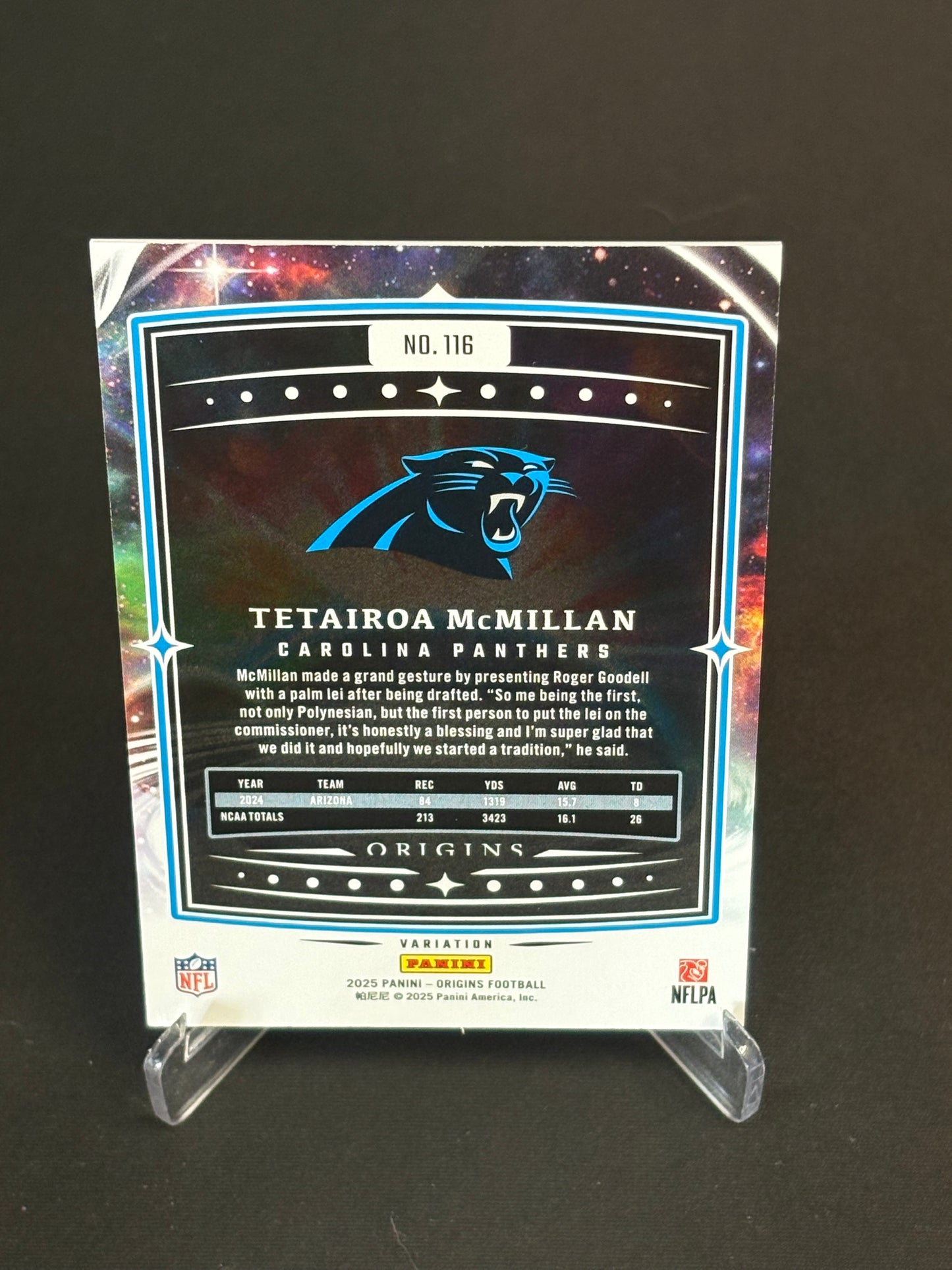 Tetairoa McMillan RC Origins 2025 "Milk Variation" Carolina Panthers