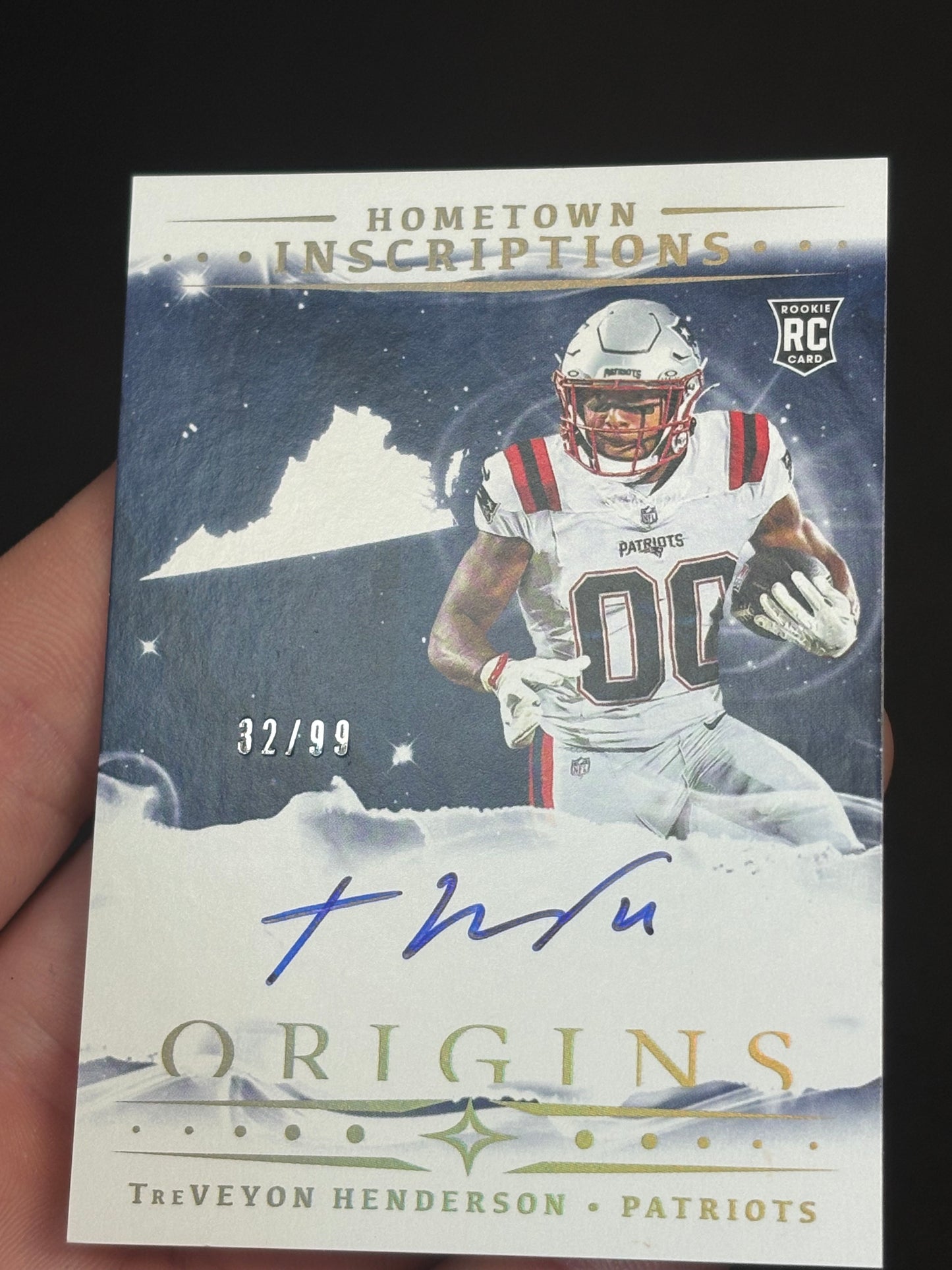 TreVeyon Henderson RC Origins "Hometown Inscription Auto OnCard 32/99" New England Patriots