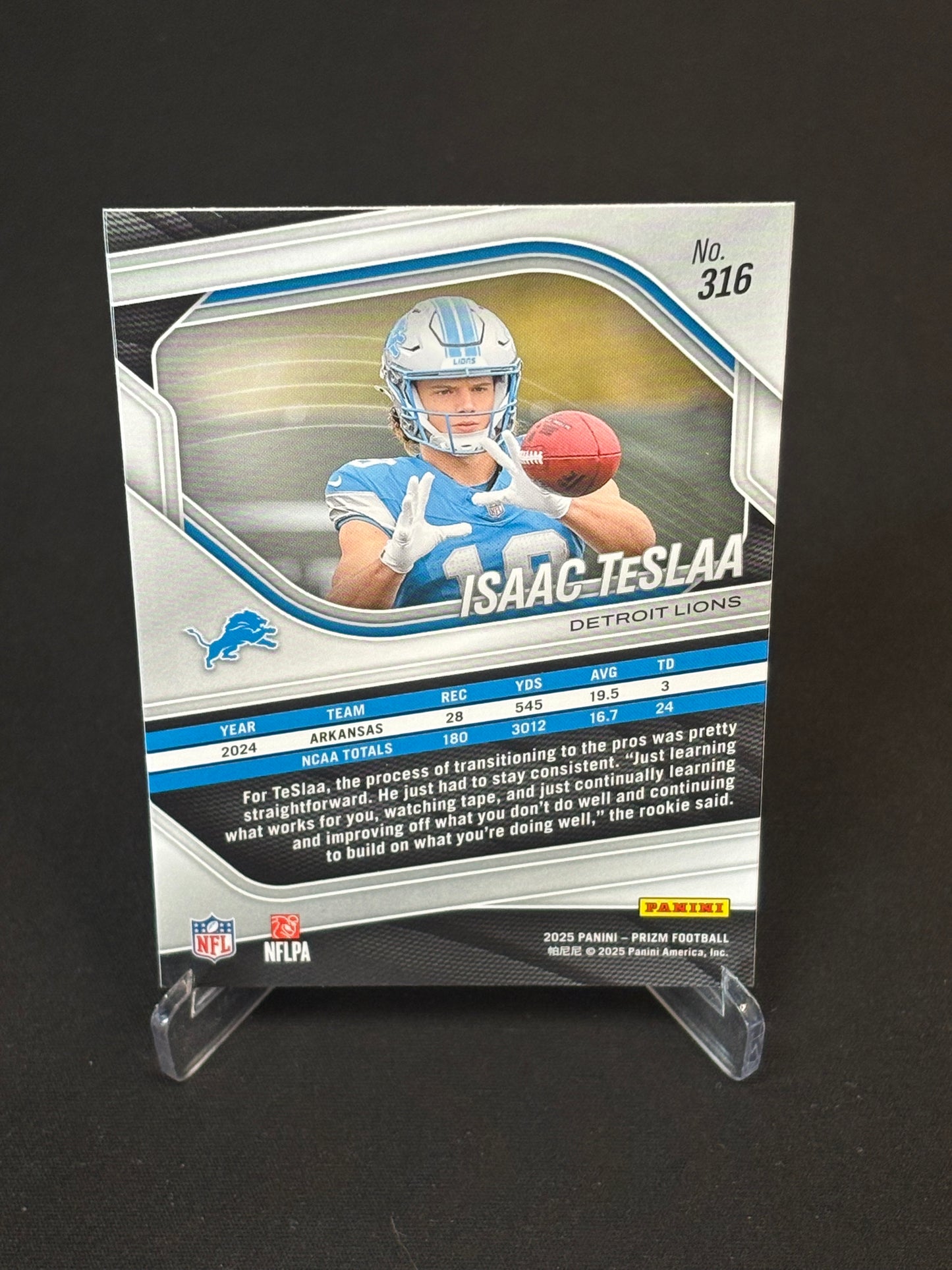 Isaac TeSlaa RC Prizm 2025 "Base" Detroit Lions