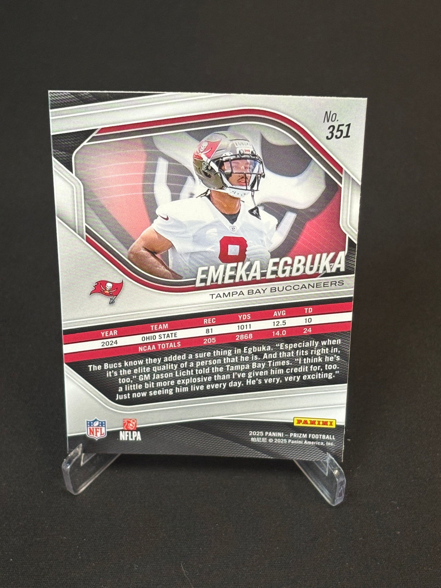 Emeka Egbuka RC Prizm 2025 "Base" Tampa Bay Buccaneers