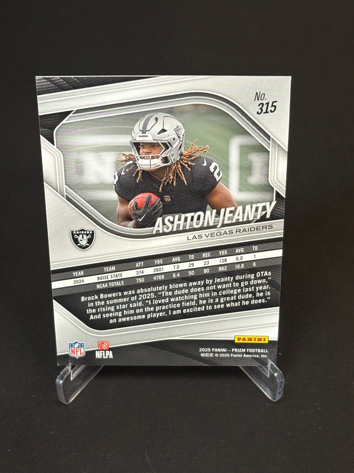 Ashton Jeanty RC Prizm 2025 "Base" Las Vegas Raiders