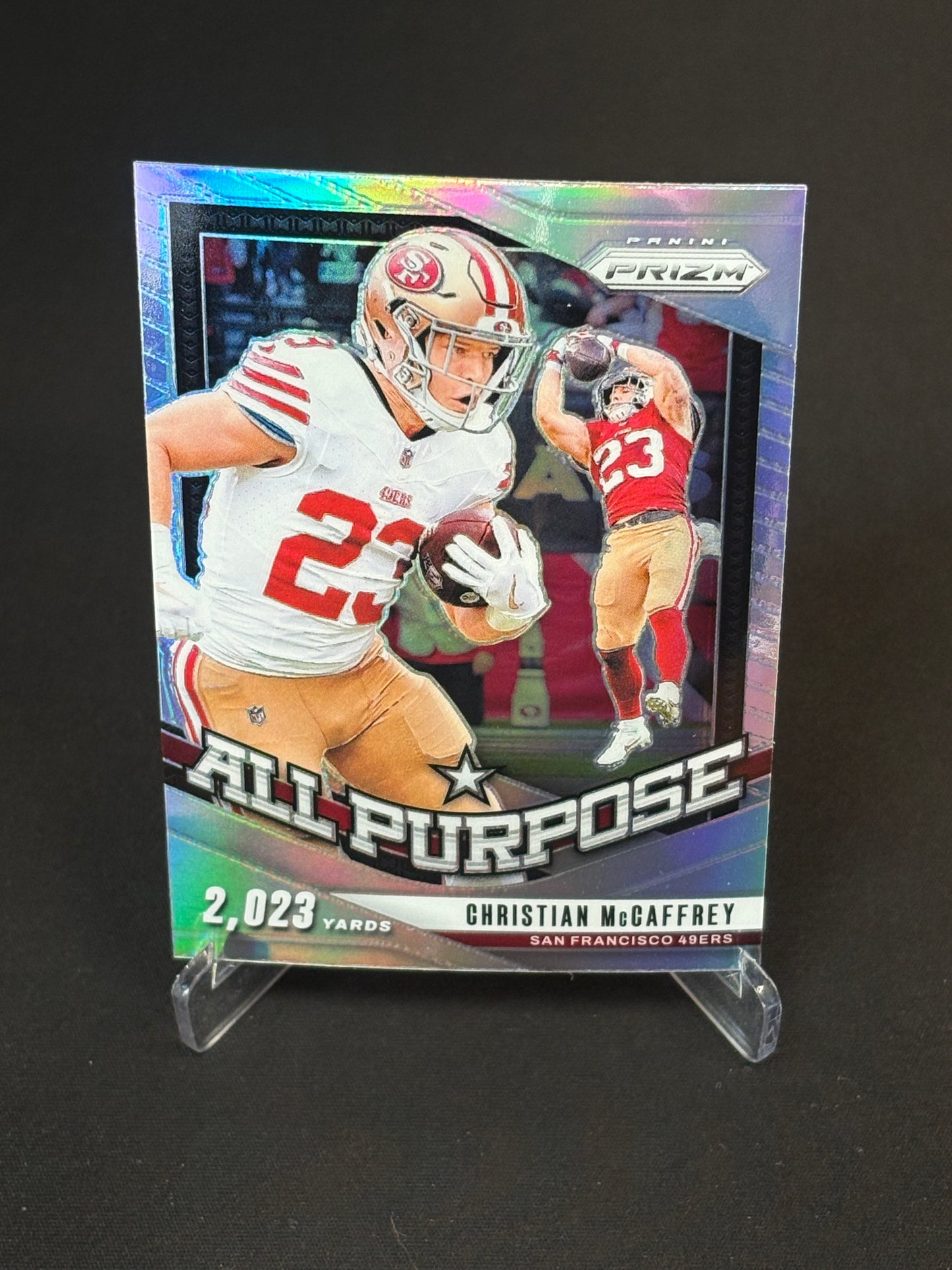 Christian McCaffrey Prizm 2024 "All Purpose Silver" San Francisco 49ers