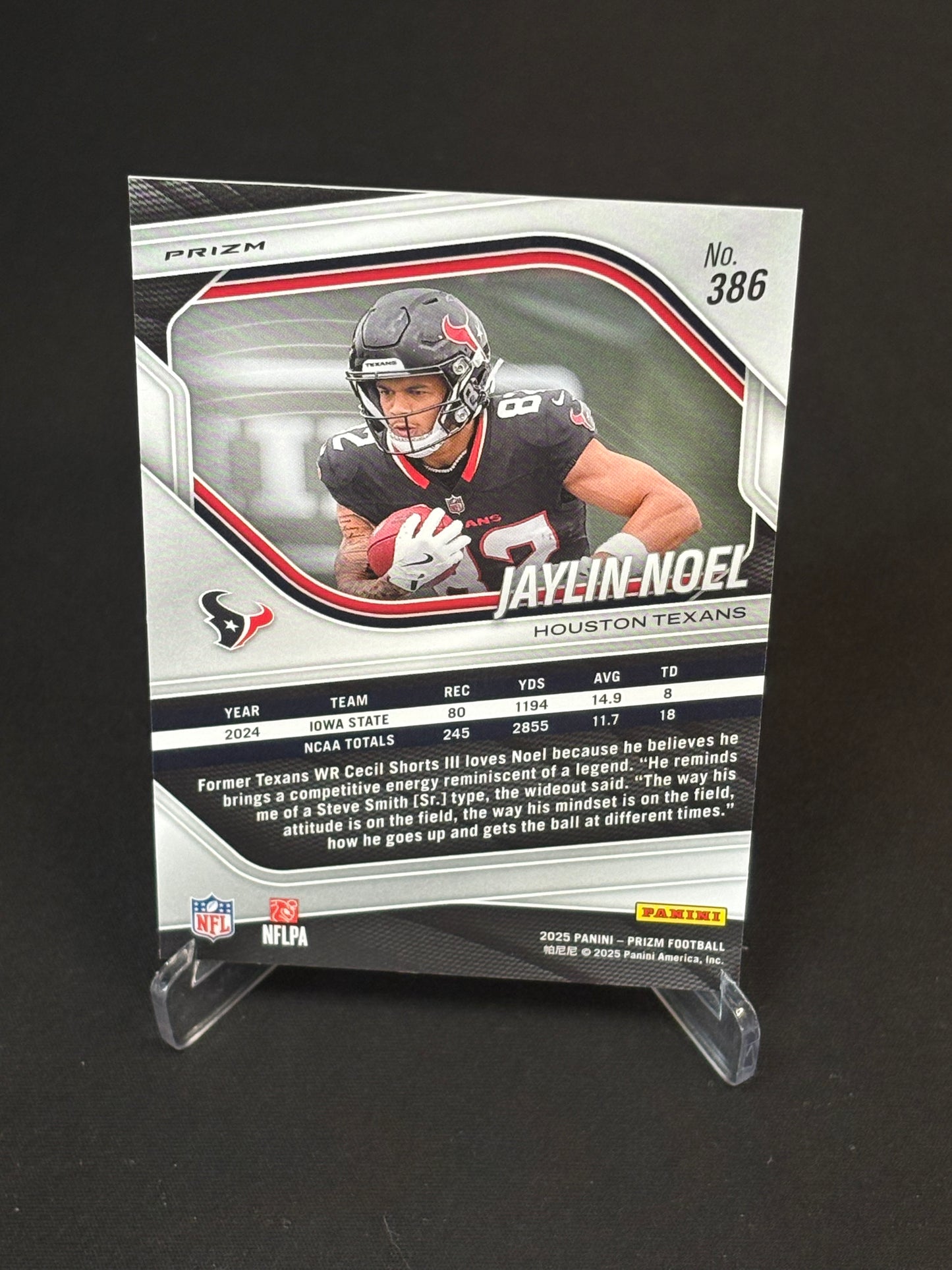 Jaylin Noel RC Prizm 2025 "Silver Prizm" Houston Texans
