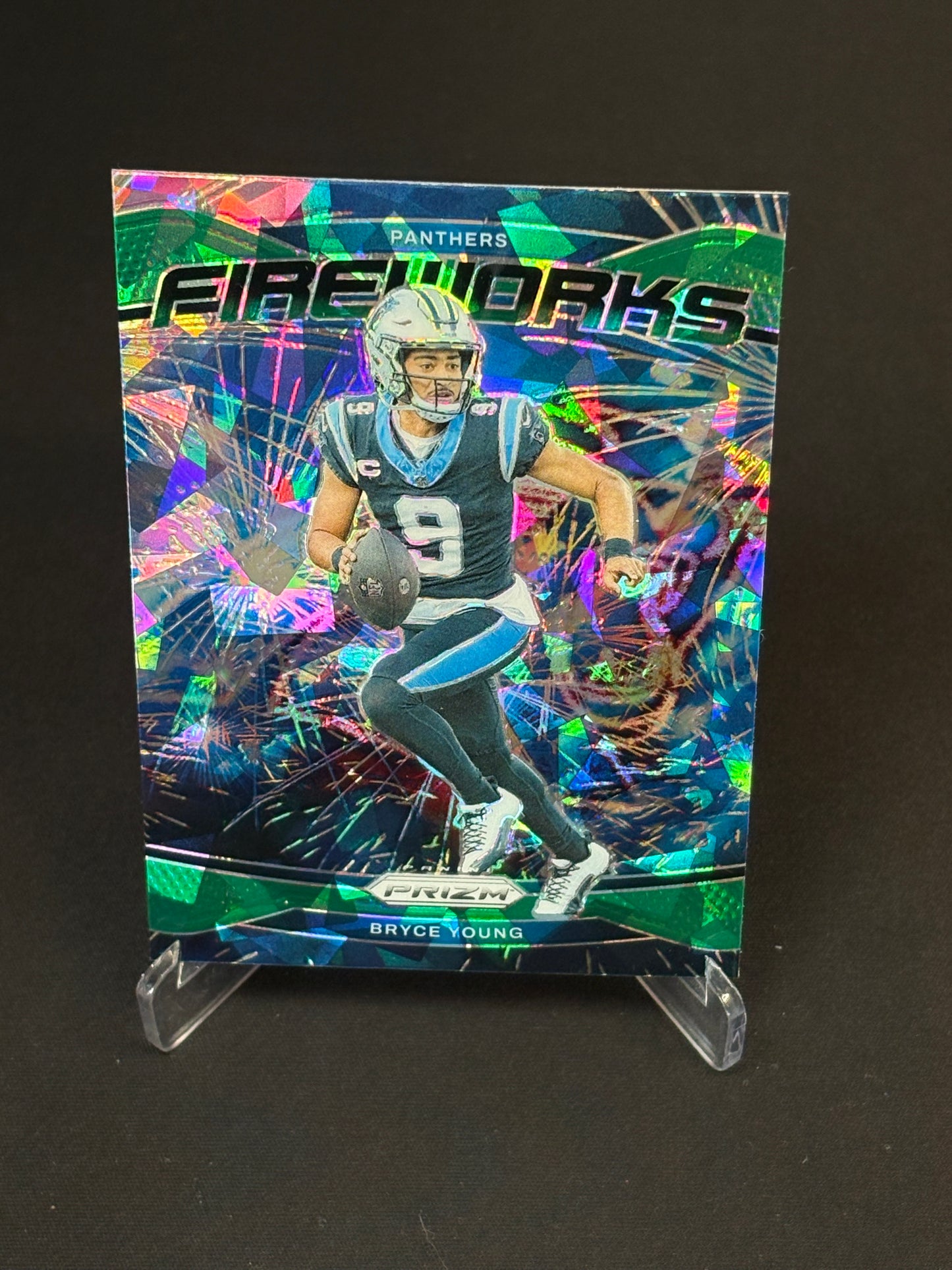 Bryce Young Prizm 2024 "Fireworks Green Craked Ice" Carolina Panthers