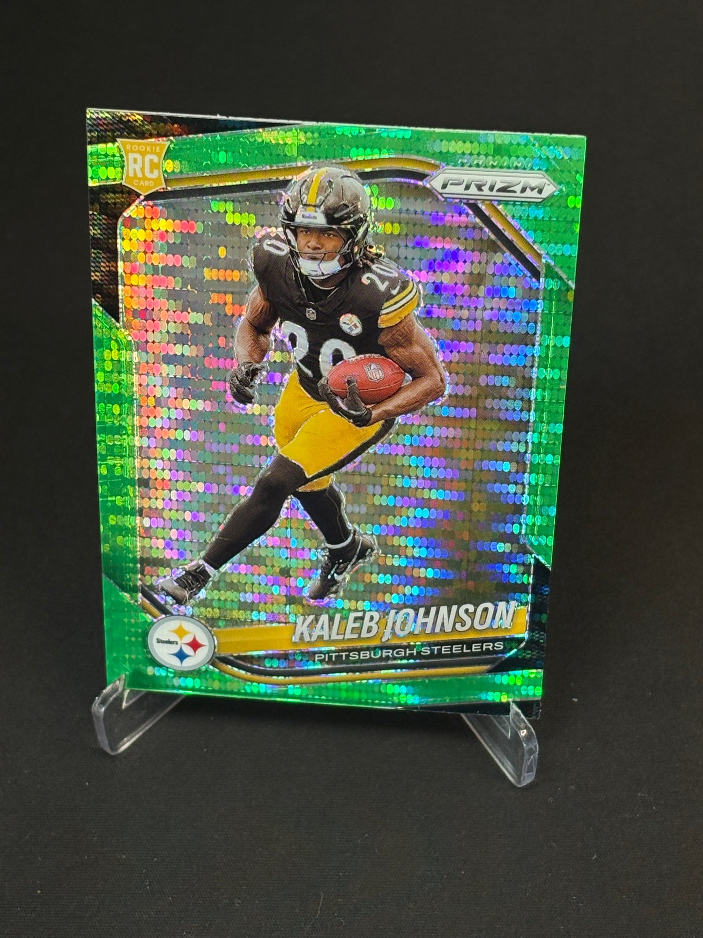 Kaleb Johnson RC Prizm 2025 "Green Pulsar" Pittsburgh Steelers