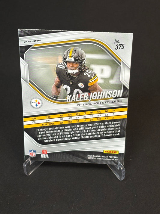 Kaleb Johnson RC Prizm 2025 "Green Pulsar" Pittsburgh Steelers