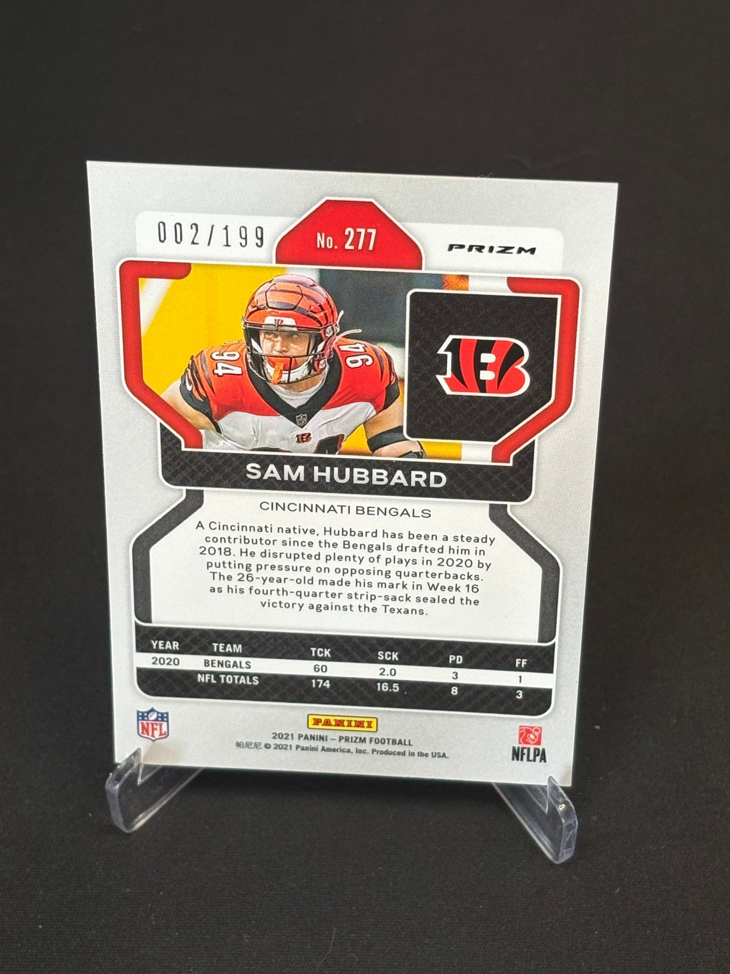 Sam Hubbard Prizm 2021 "Blue Wave 002/199" Cincinnati Bengals