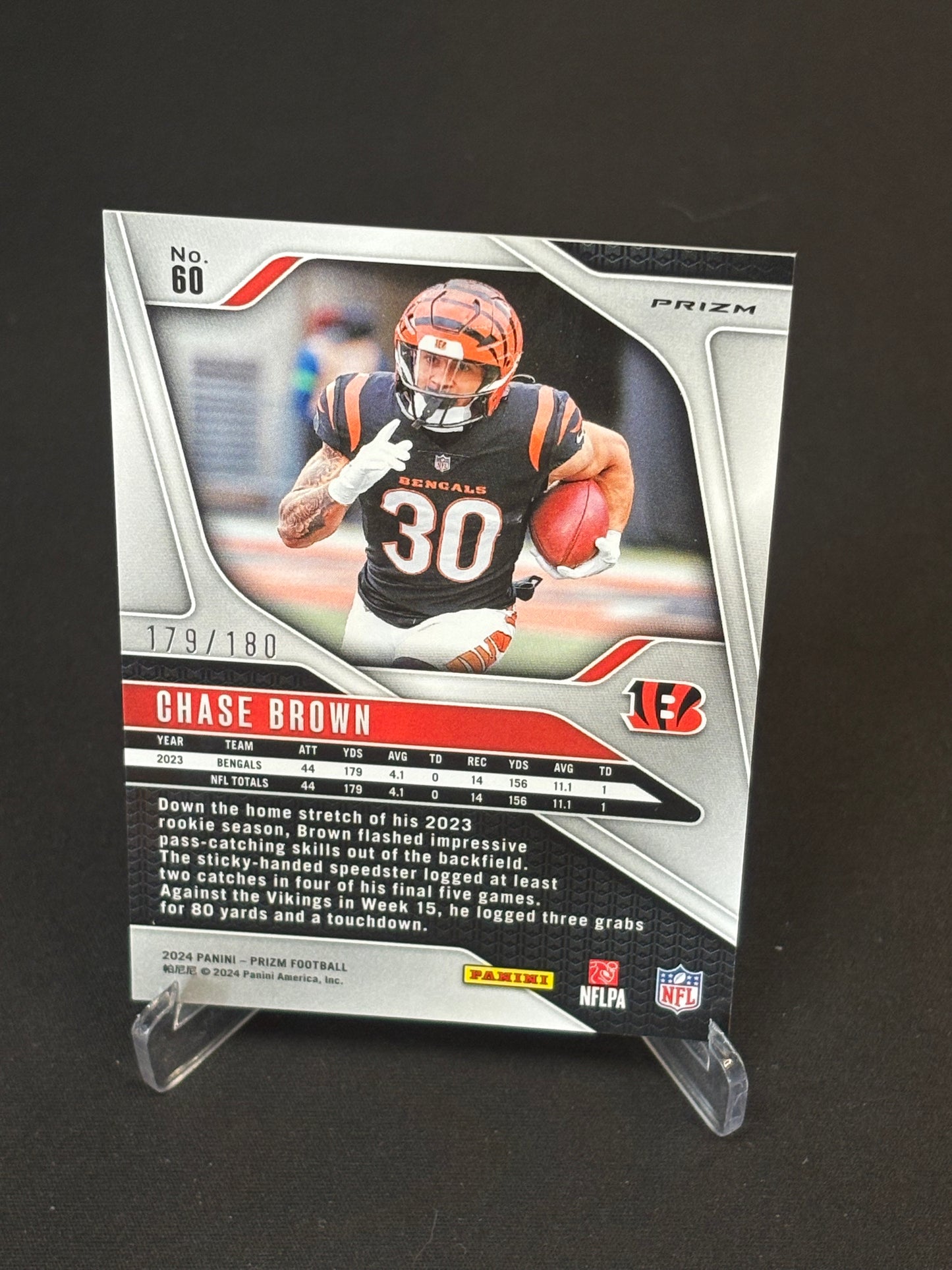 Chase Brown Prizm 2024 "Hyper Prizm 179/180" Cincinnati Bengals